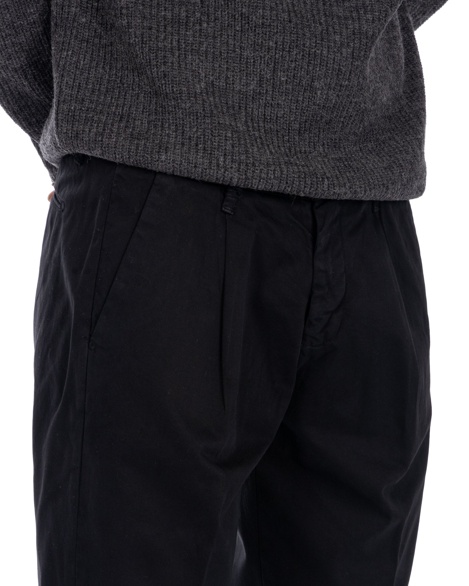 Sean - pantalone in cotone largo nero