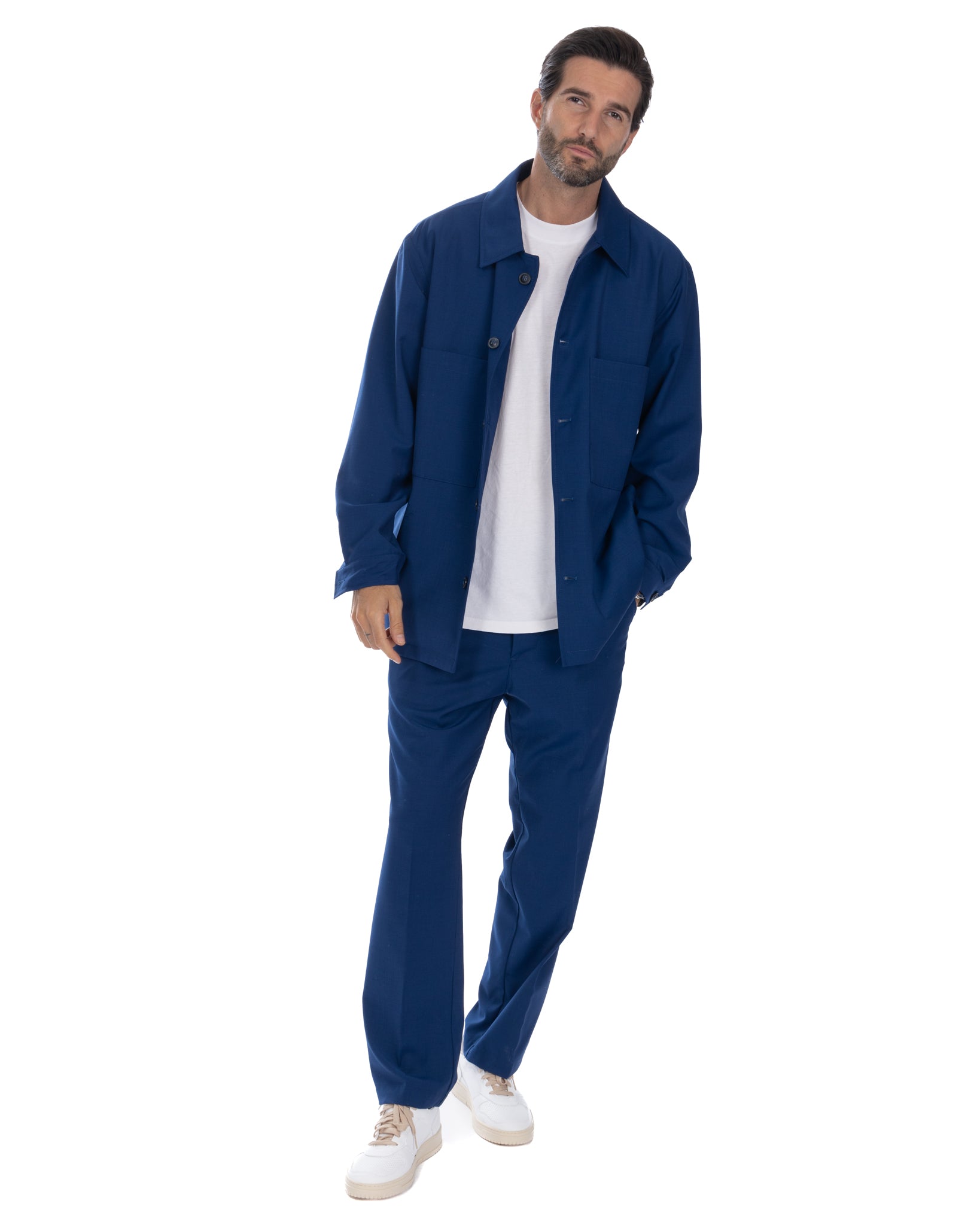 Donald - blue oversized wool blend jacket