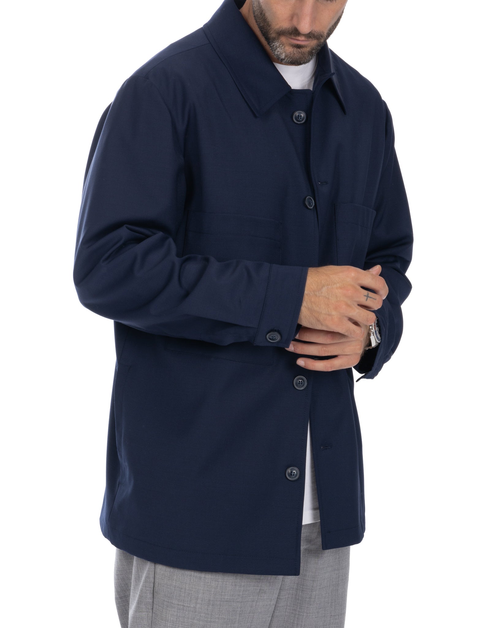 Donald - blue oversized jacket in wool blend