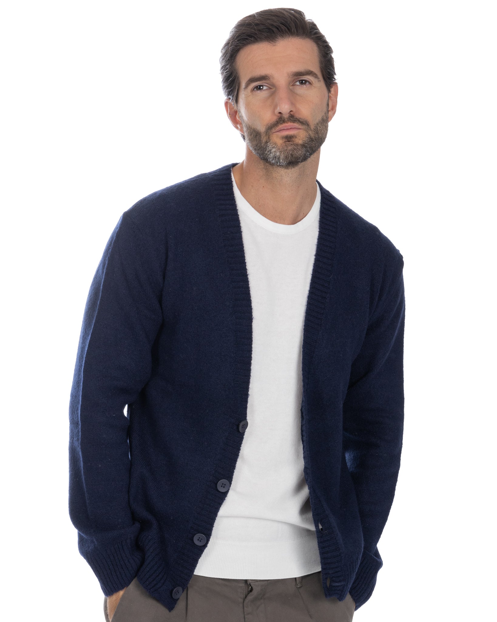 Ryan - cardigan spalla scesa blu