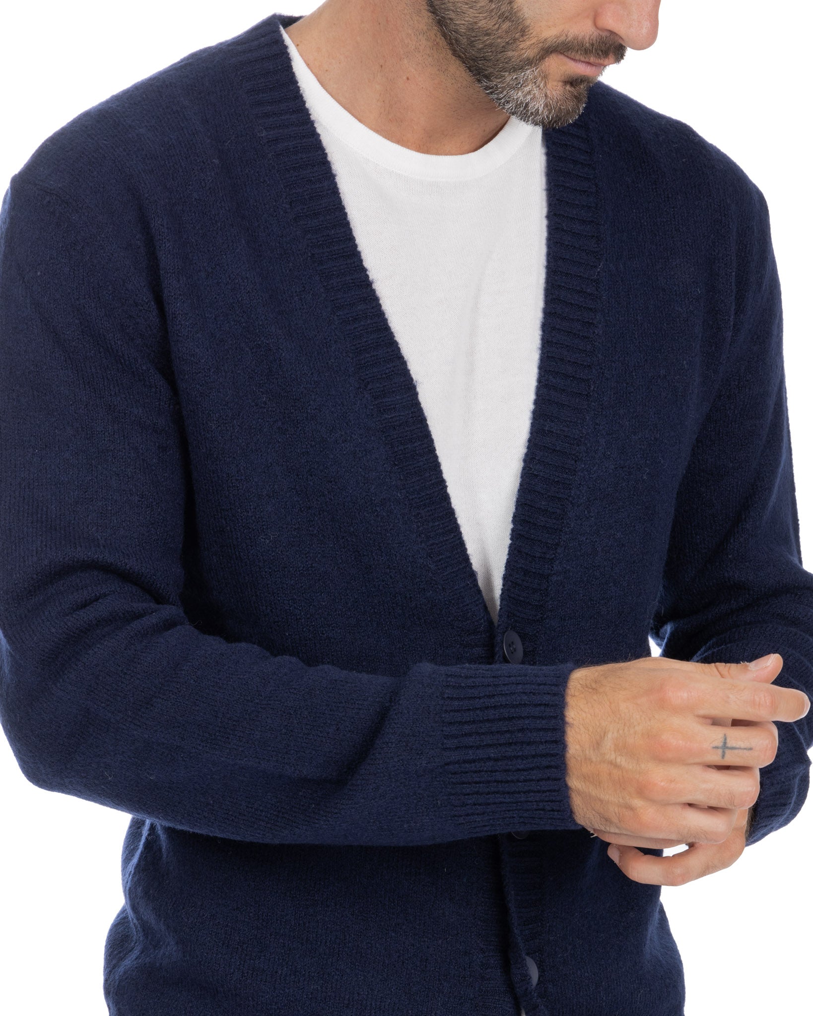 Ryan - cardigan spalla scesa blu