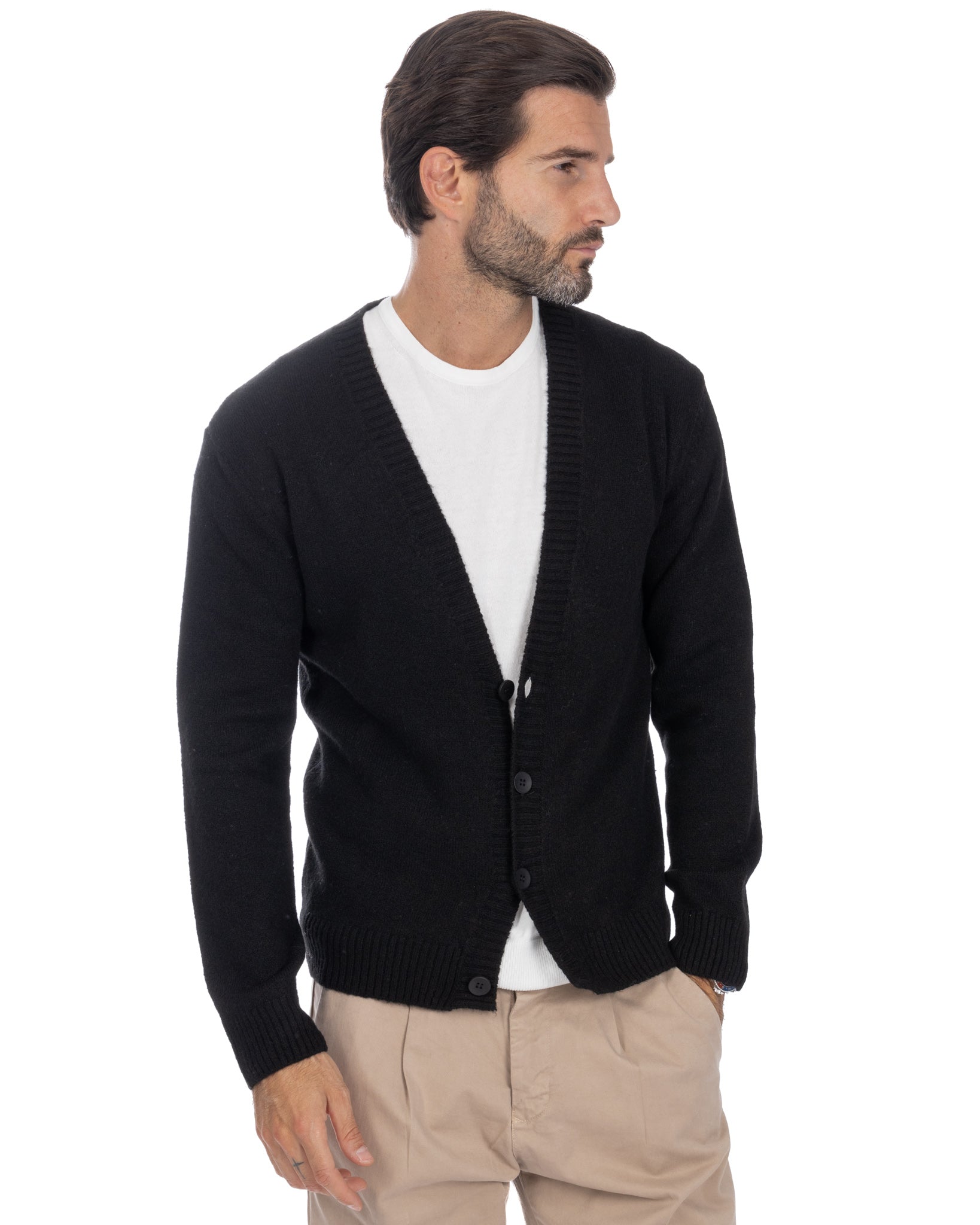 Ryan - black dropped shoulder cardigan