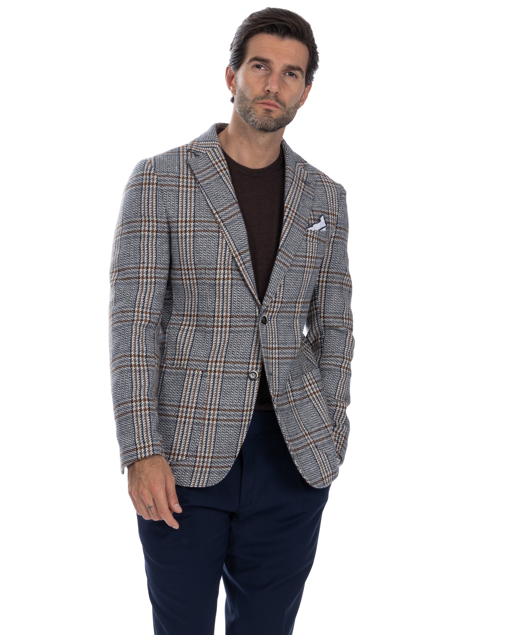 Dean - blue square single-breasted jacket