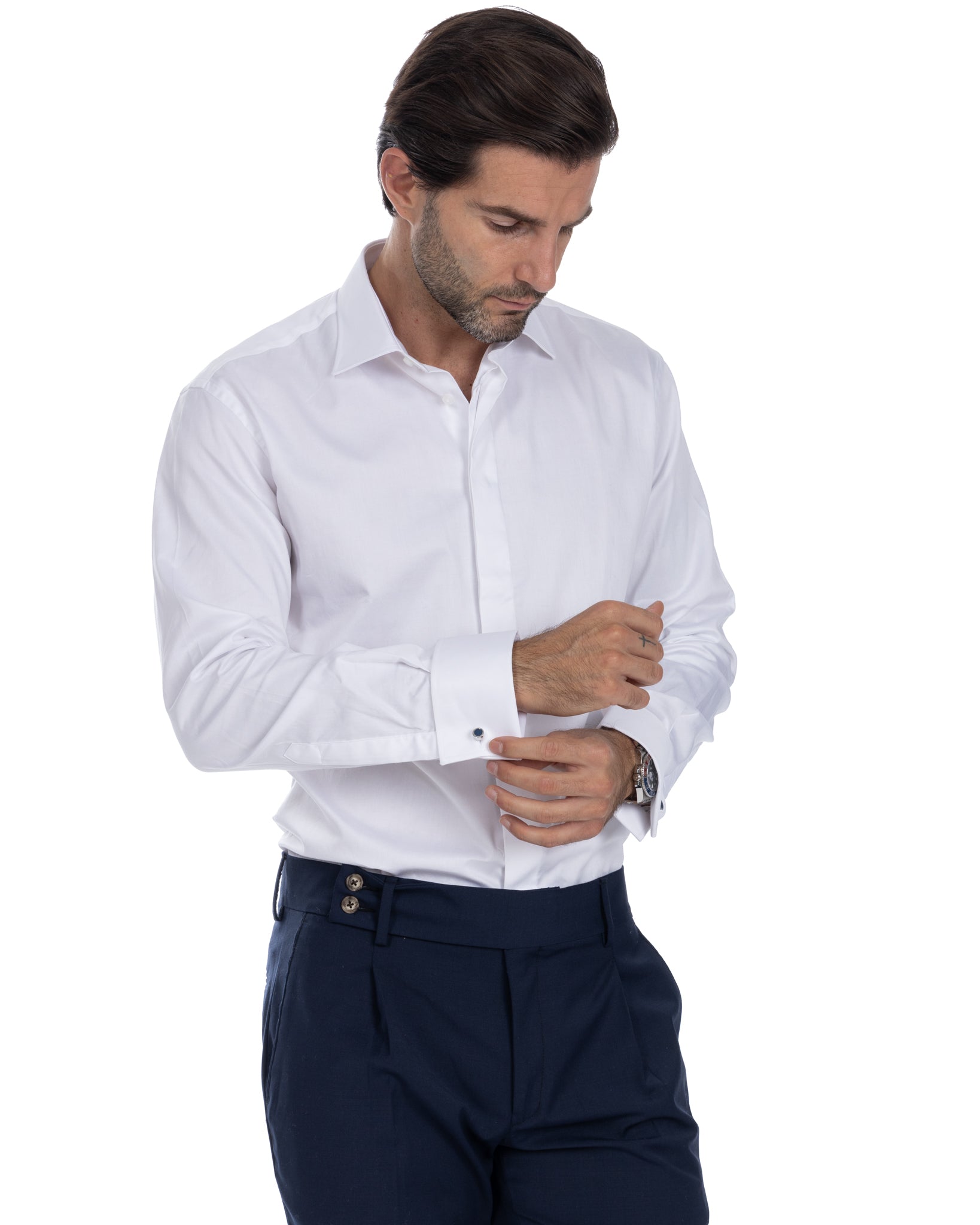 Chemise - basic classic cérémonie blanche en coton