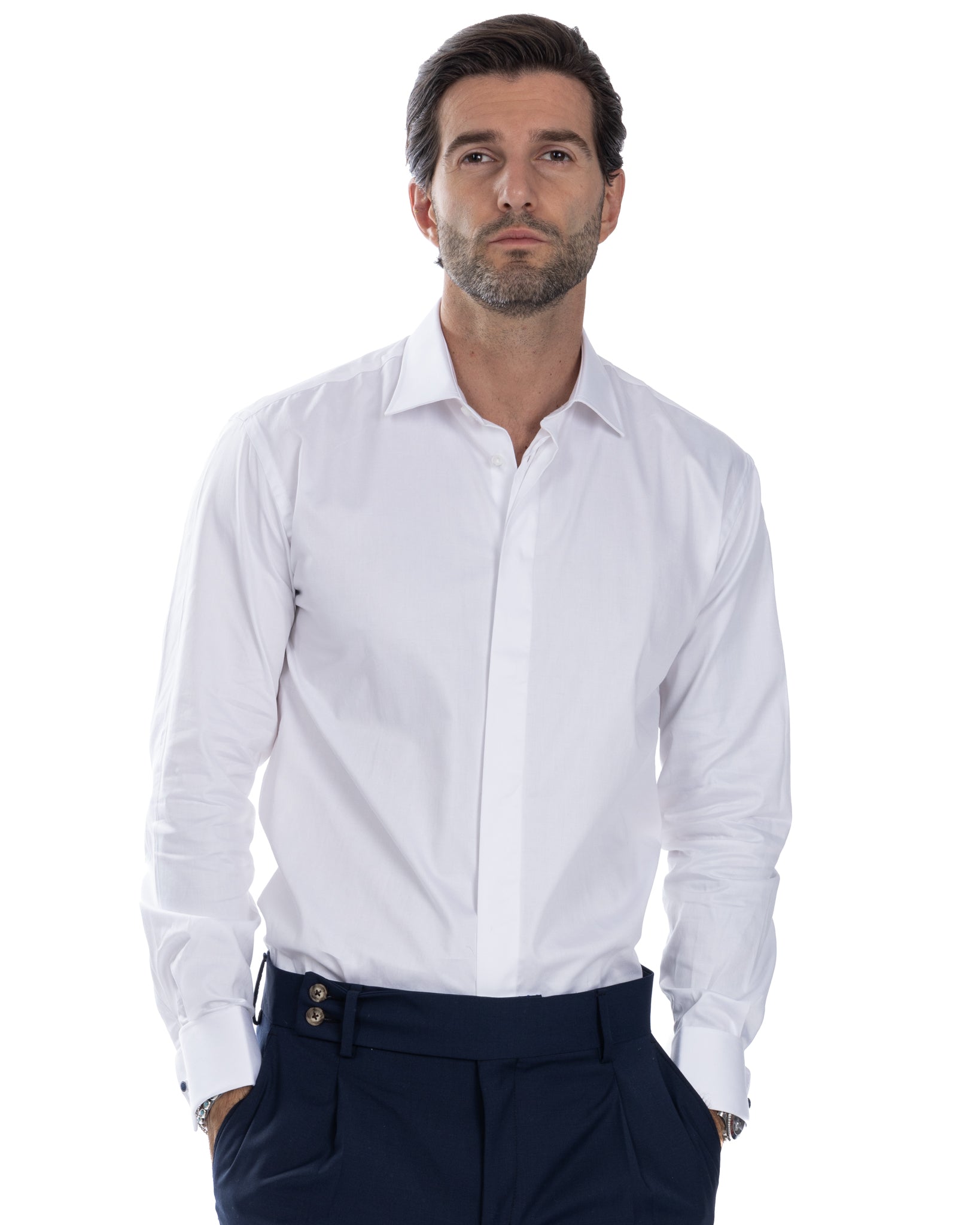Chemise - basic classic cérémonie blanche en coton
