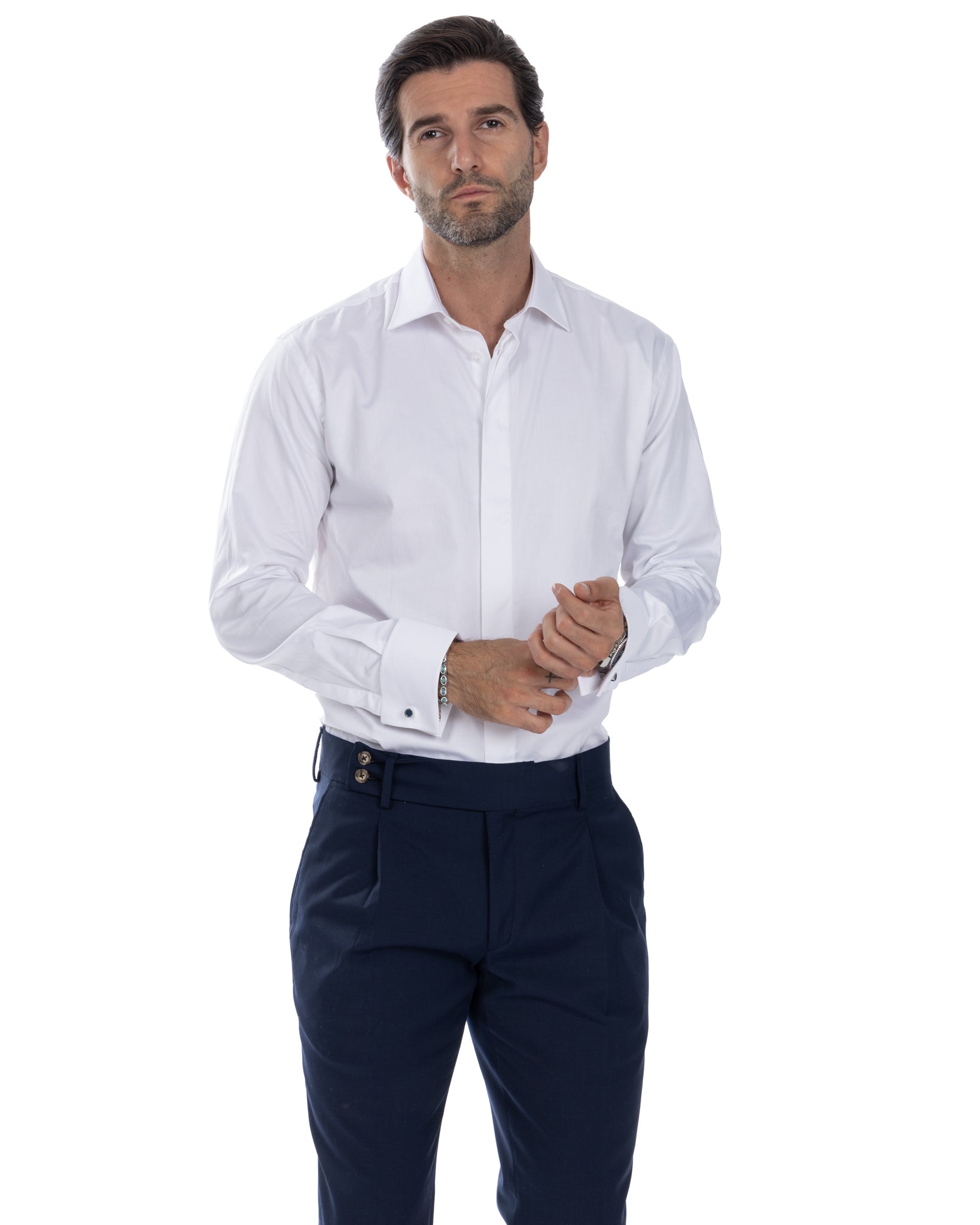Chemise - basic classic cérémonie blanche en coton