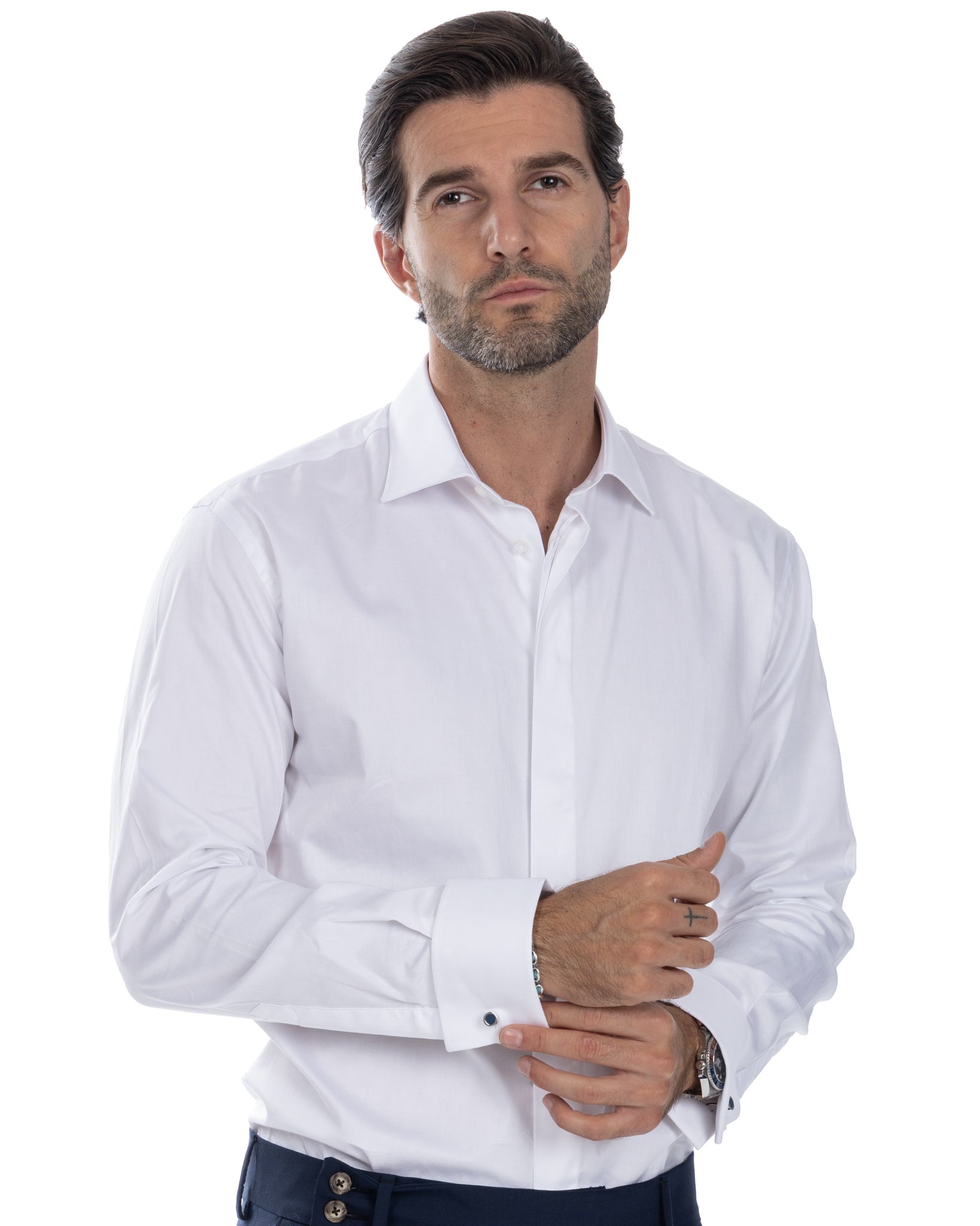 Chemise - basic classic cérémonie blanche en coton