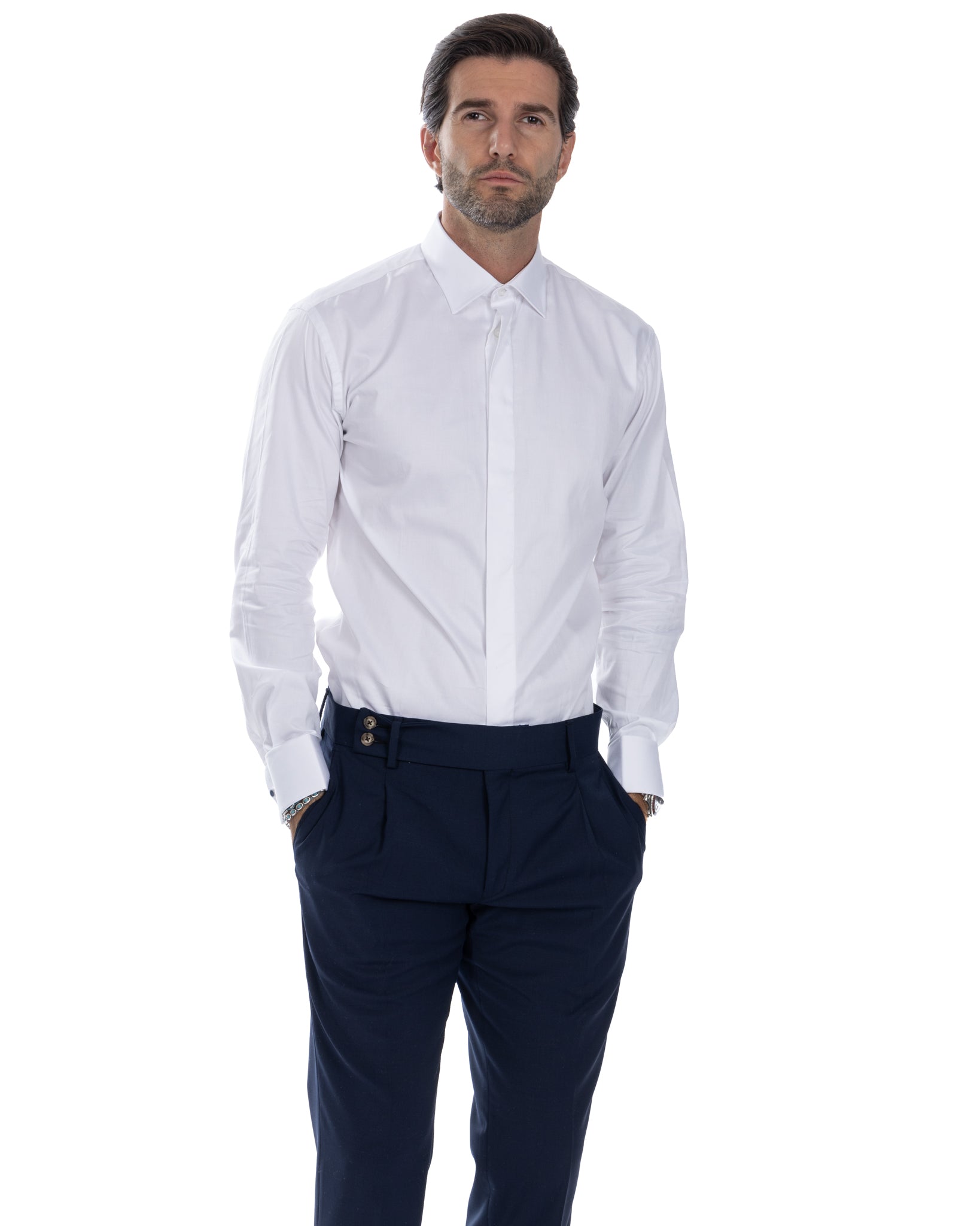 Chemise - basic classic cérémonie blanche en coton