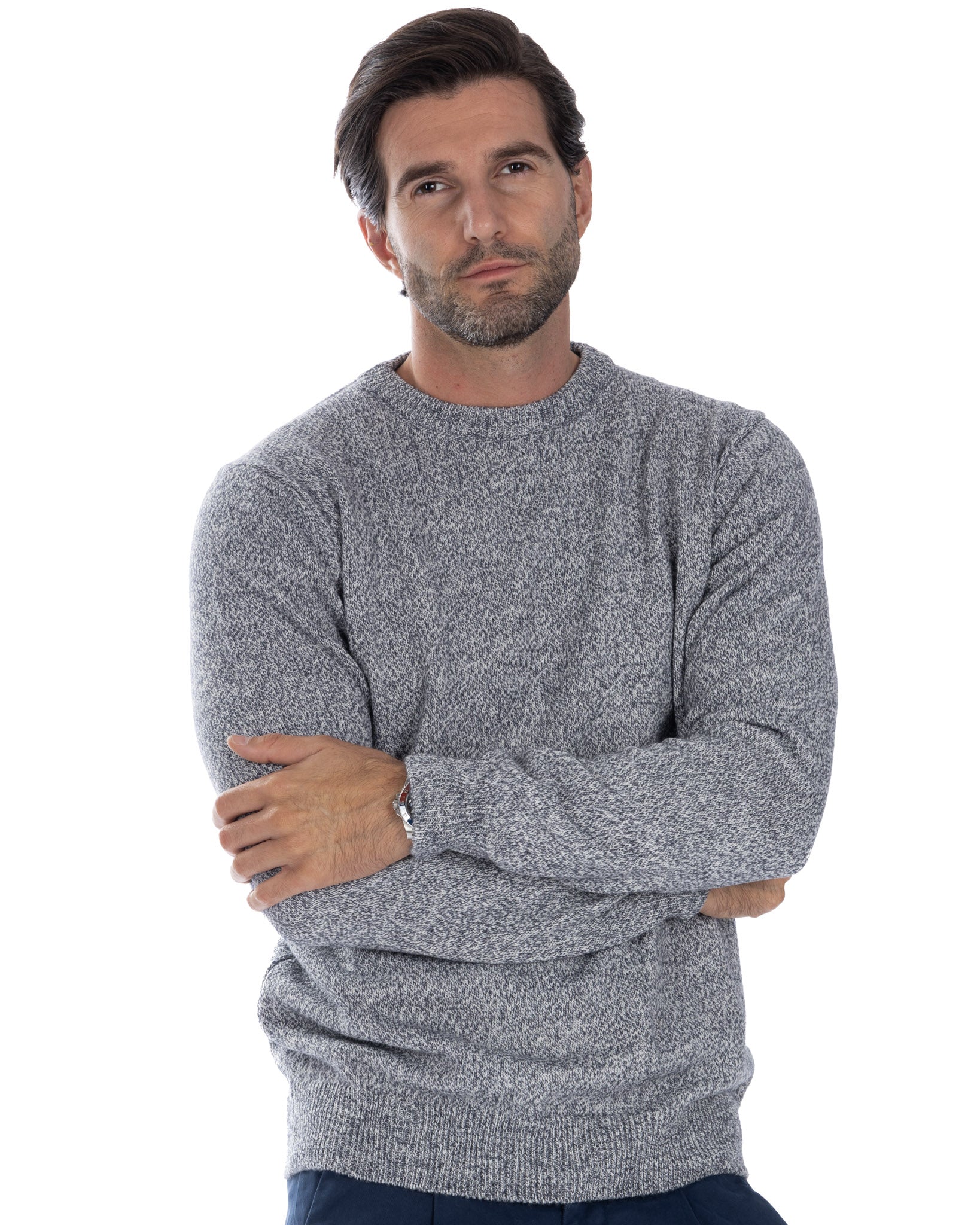 Willie - gray bouclé crew neck sweater