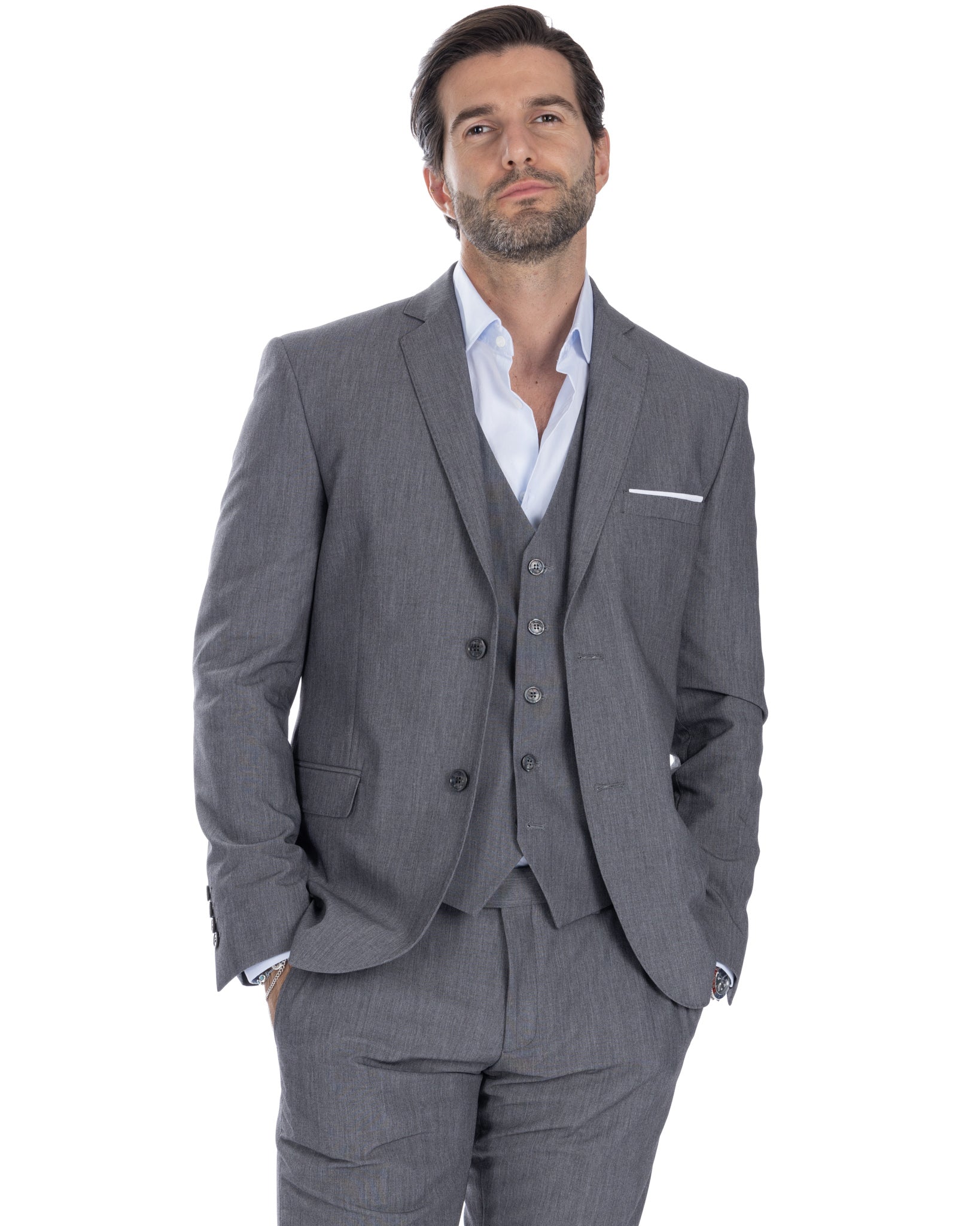 Dresden - gray single-breasted waistcoat