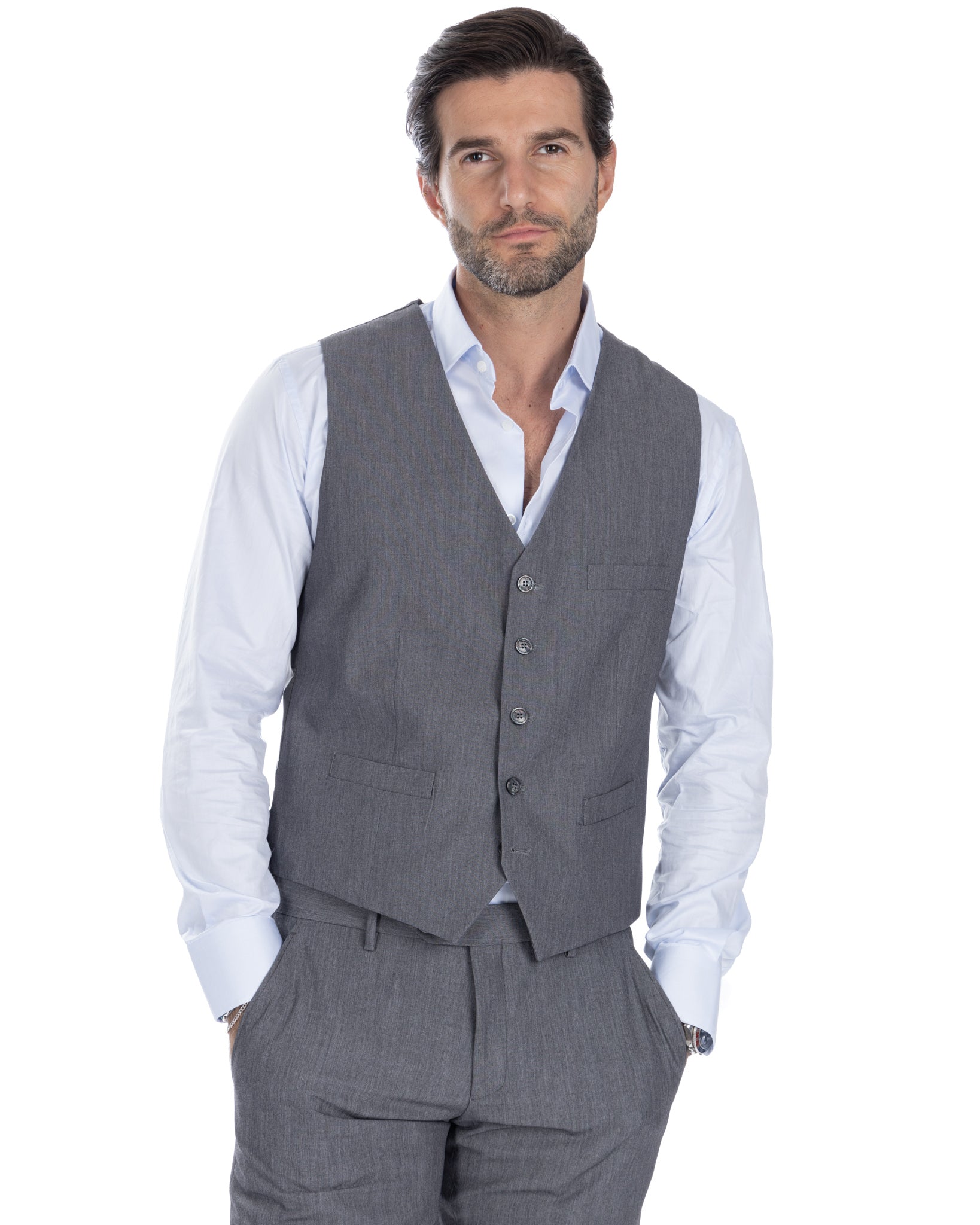 Dresden - gray single-breasted waistcoat