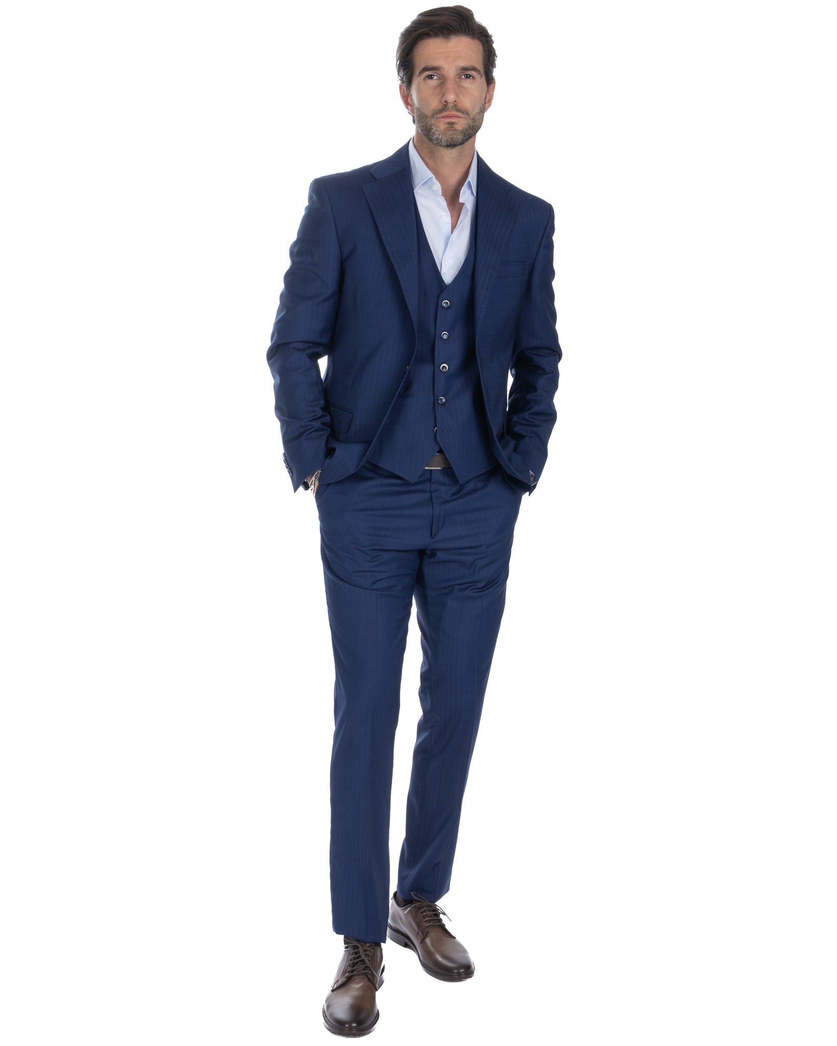 Lyon - blue solaro single-breasted waistcoat