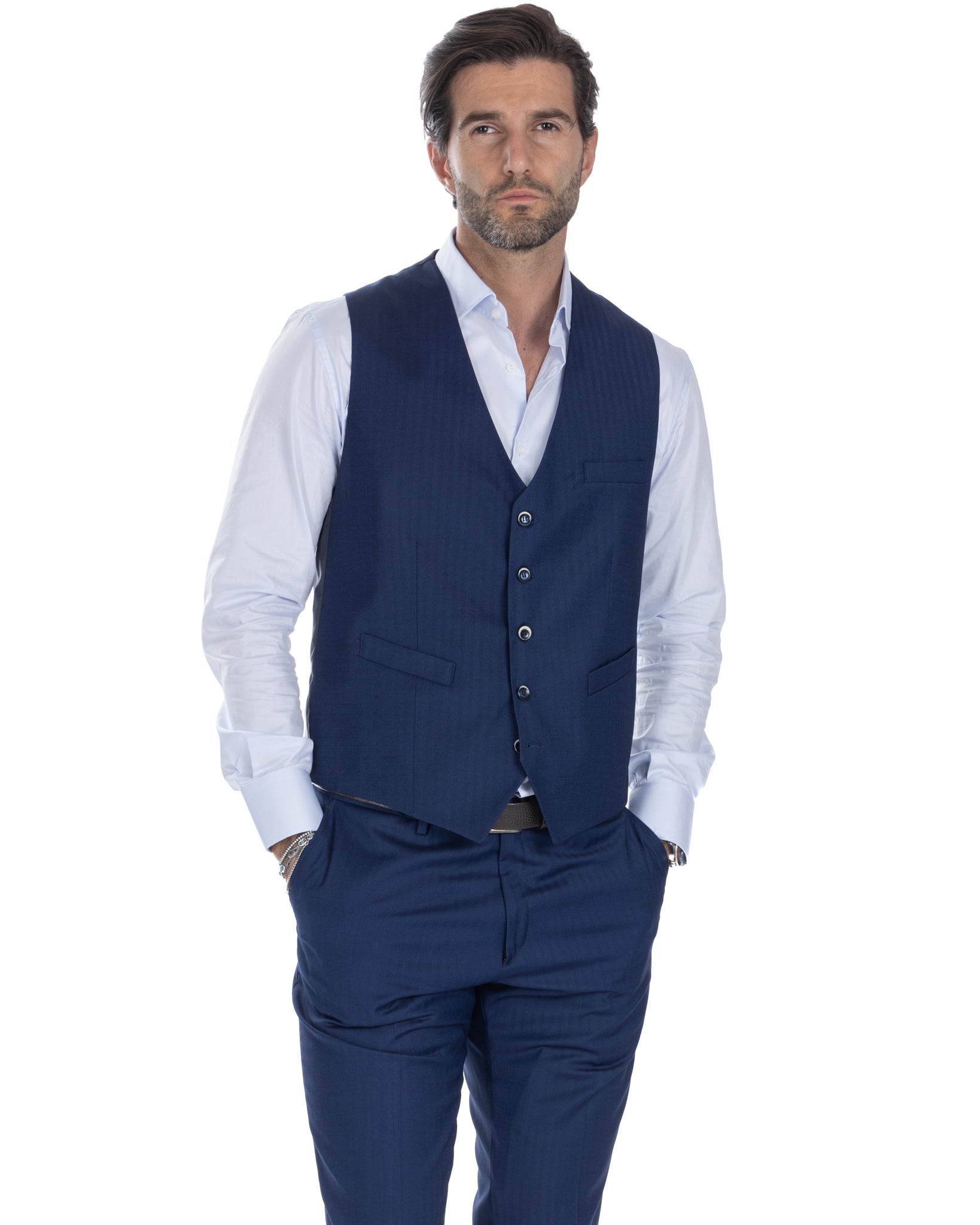 Lyon - gilet simple boutonnage solaro bleu