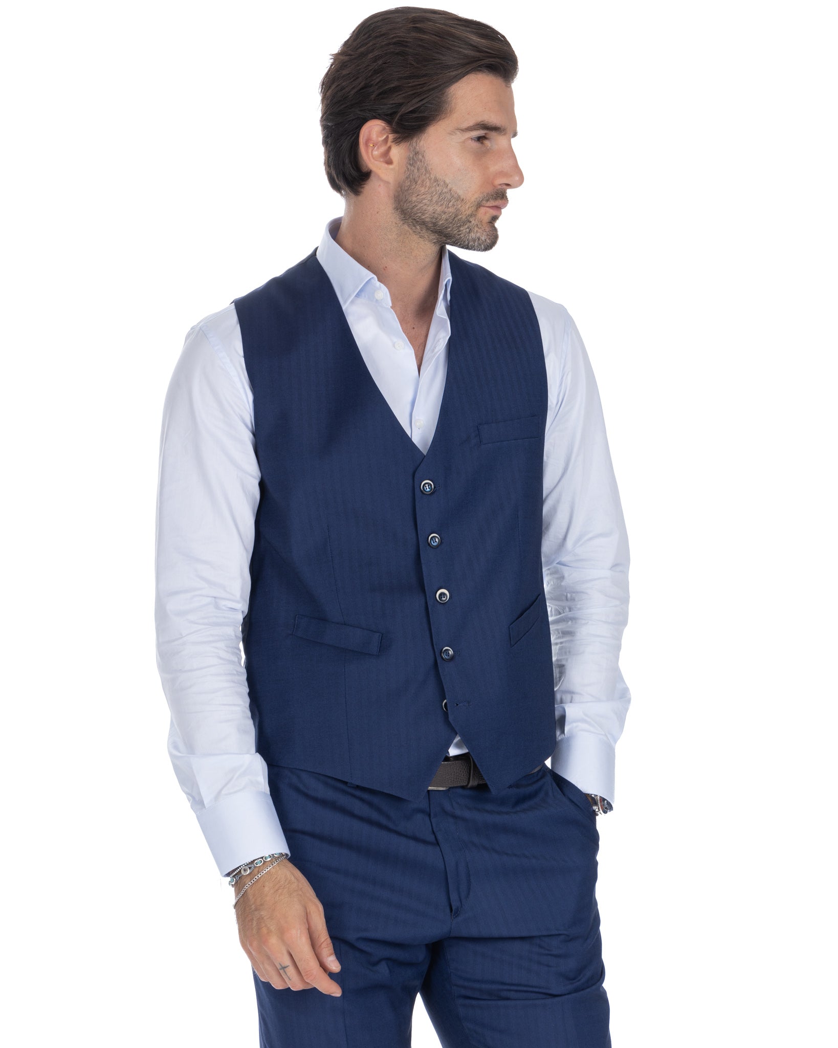 Lyon - gilet simple boutonnage solaro bleu