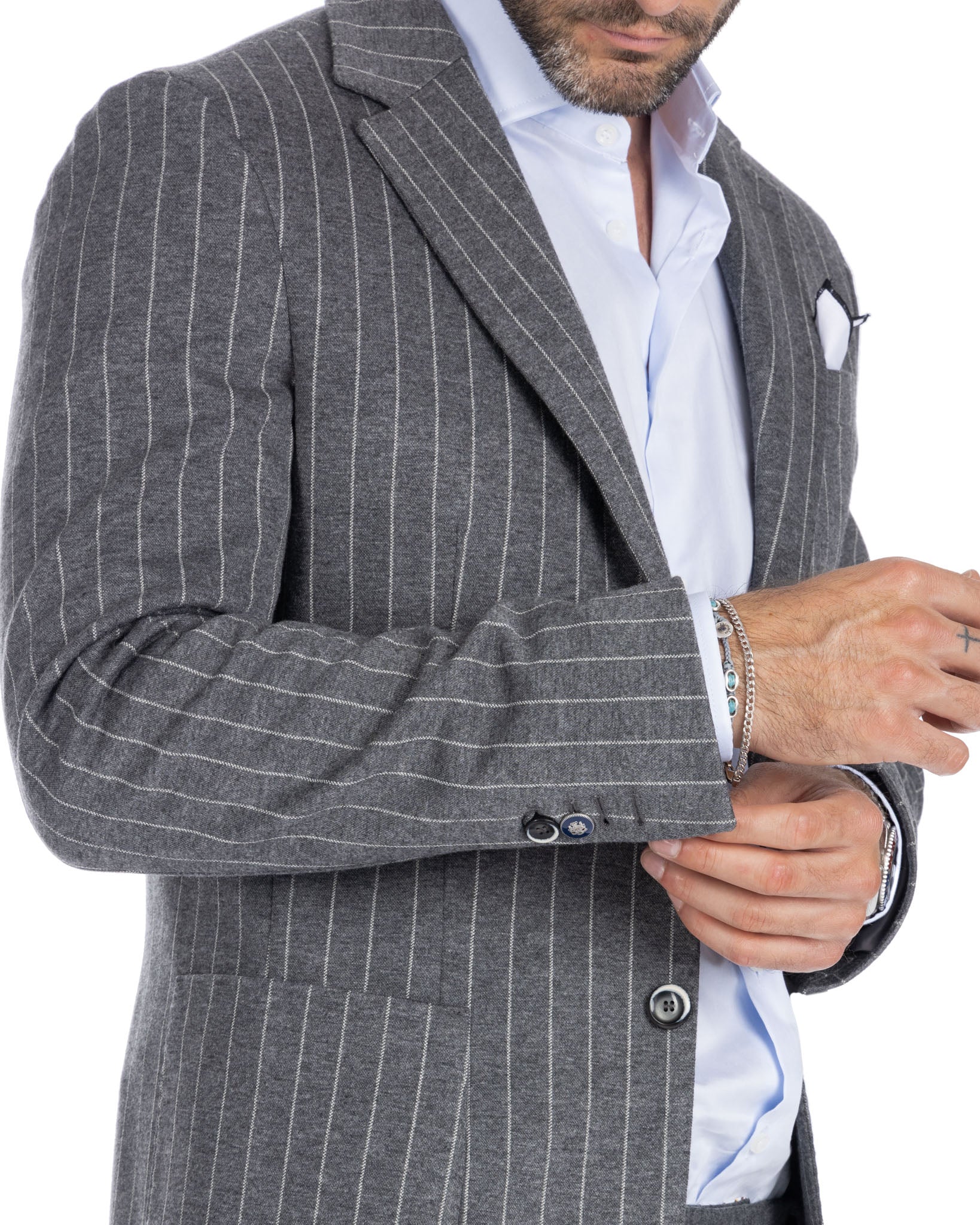 Raphael - gray pinstripe double-breasted jacket