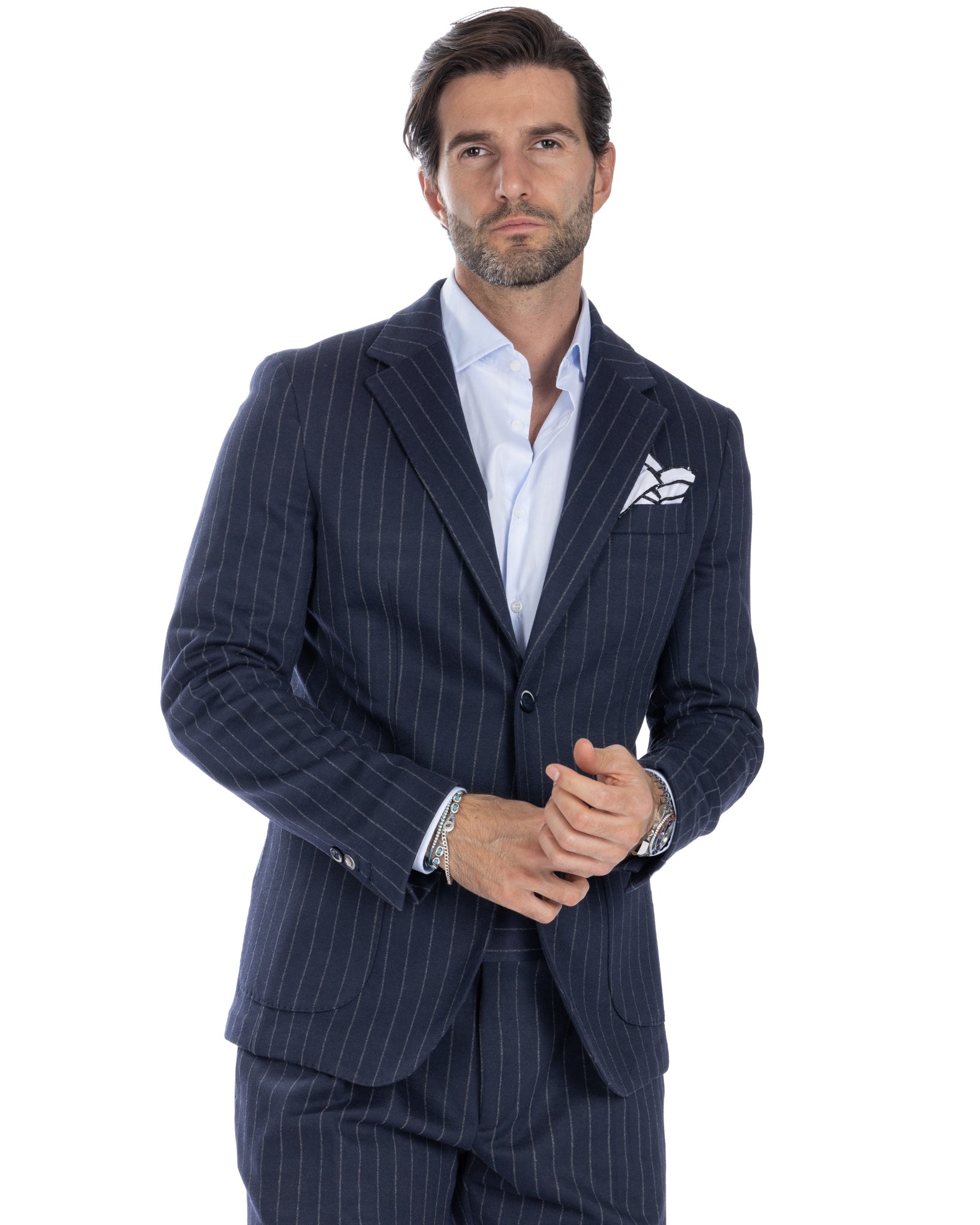 Raphael - blue pinstriped double-breasted jacket