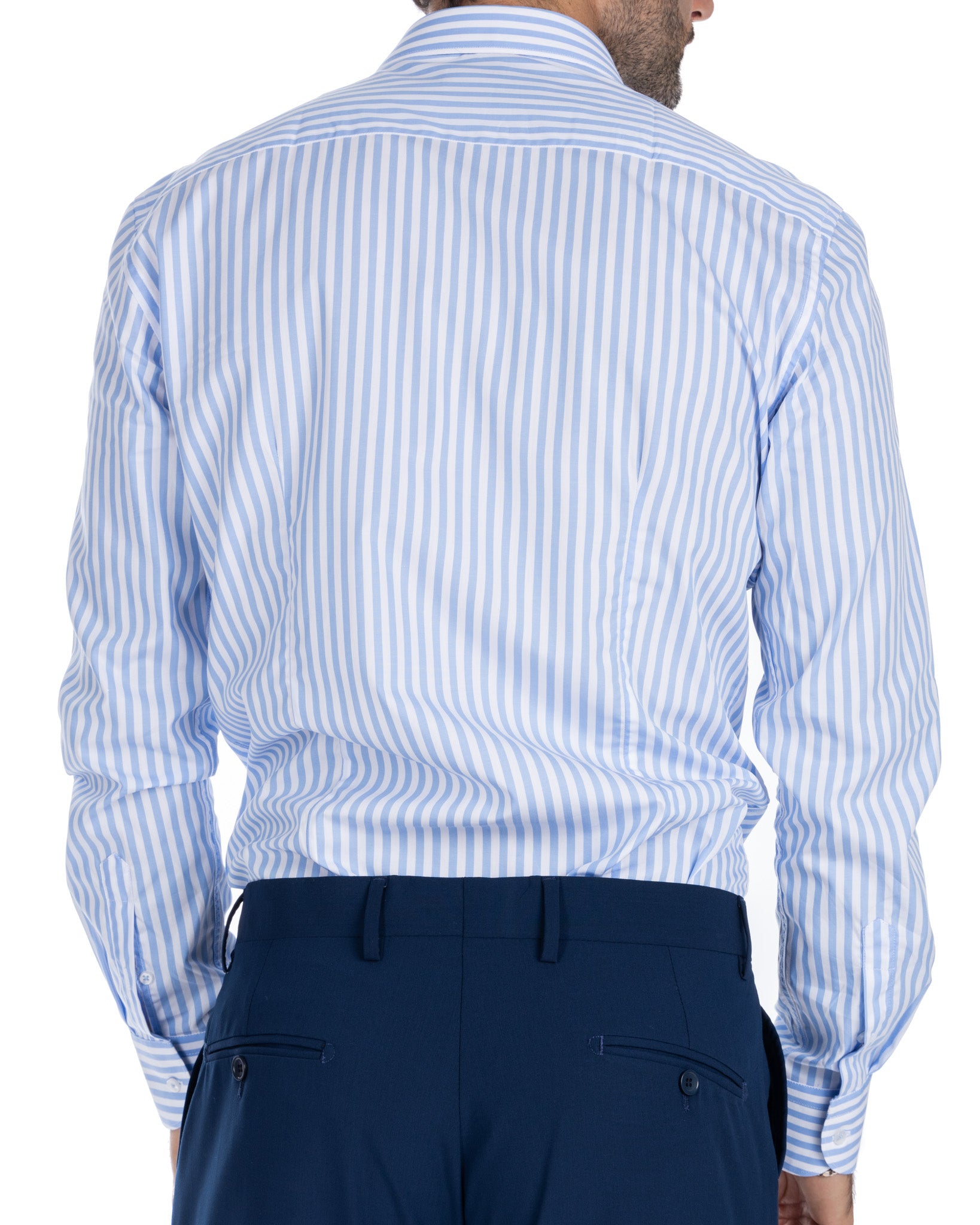 Camicia - slim fit riga media celeste