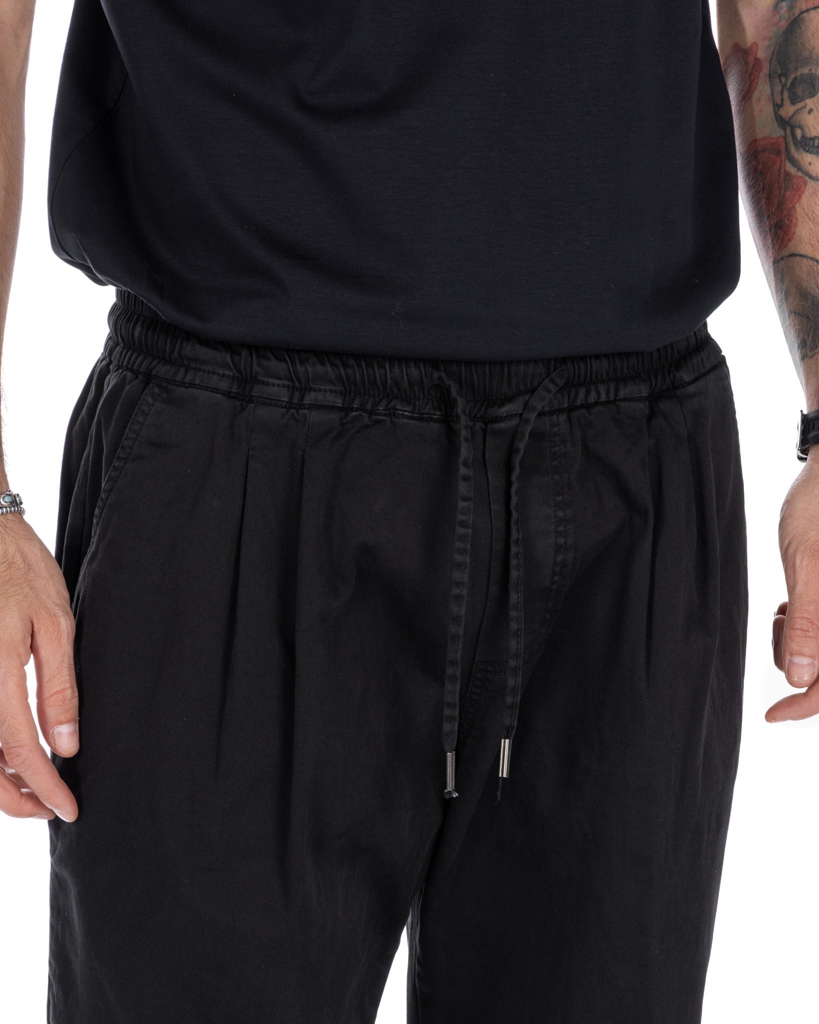 Axel - black cotton trousers