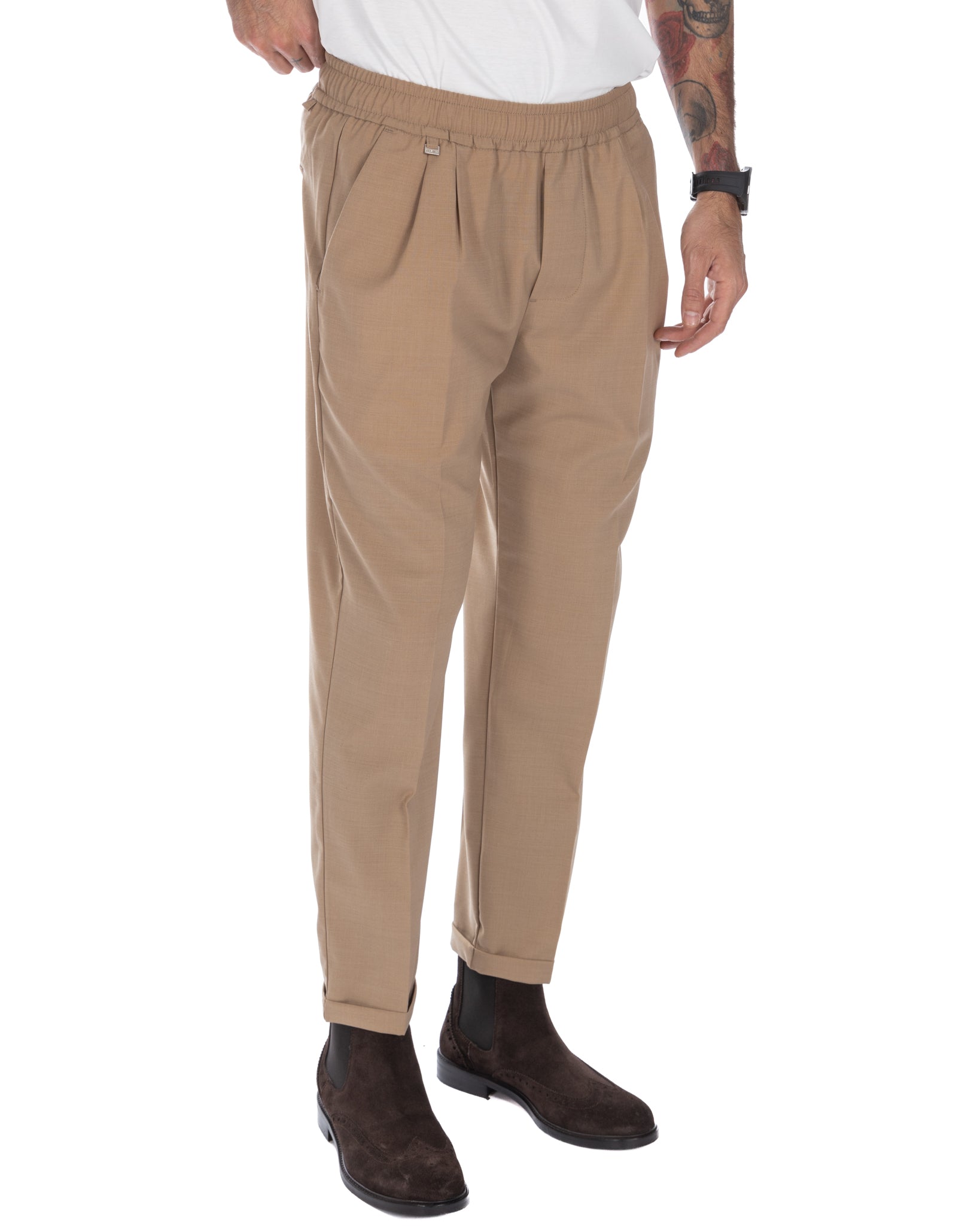 Larry - camel wool blend trousers