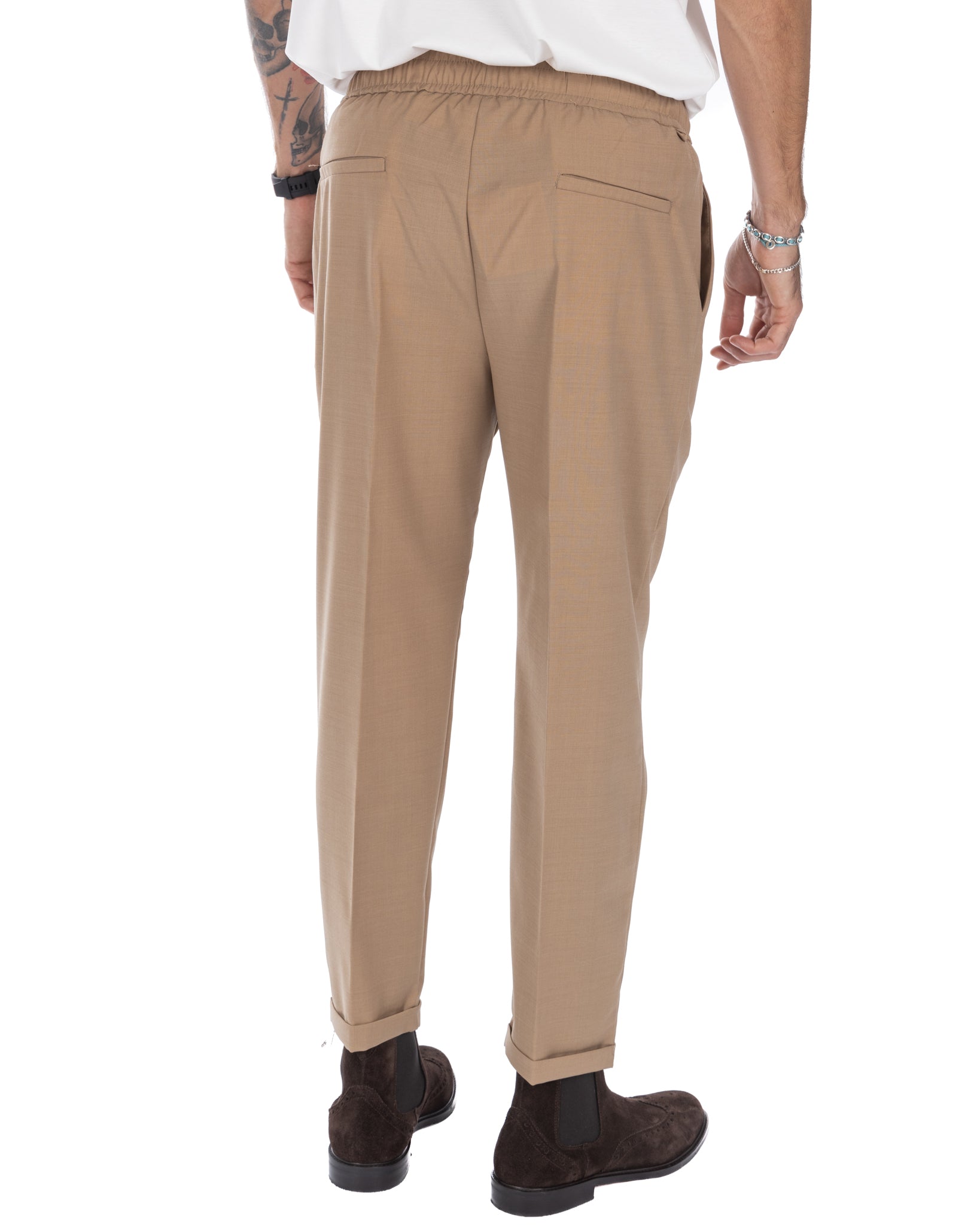 Larry - camel wool blend trousers