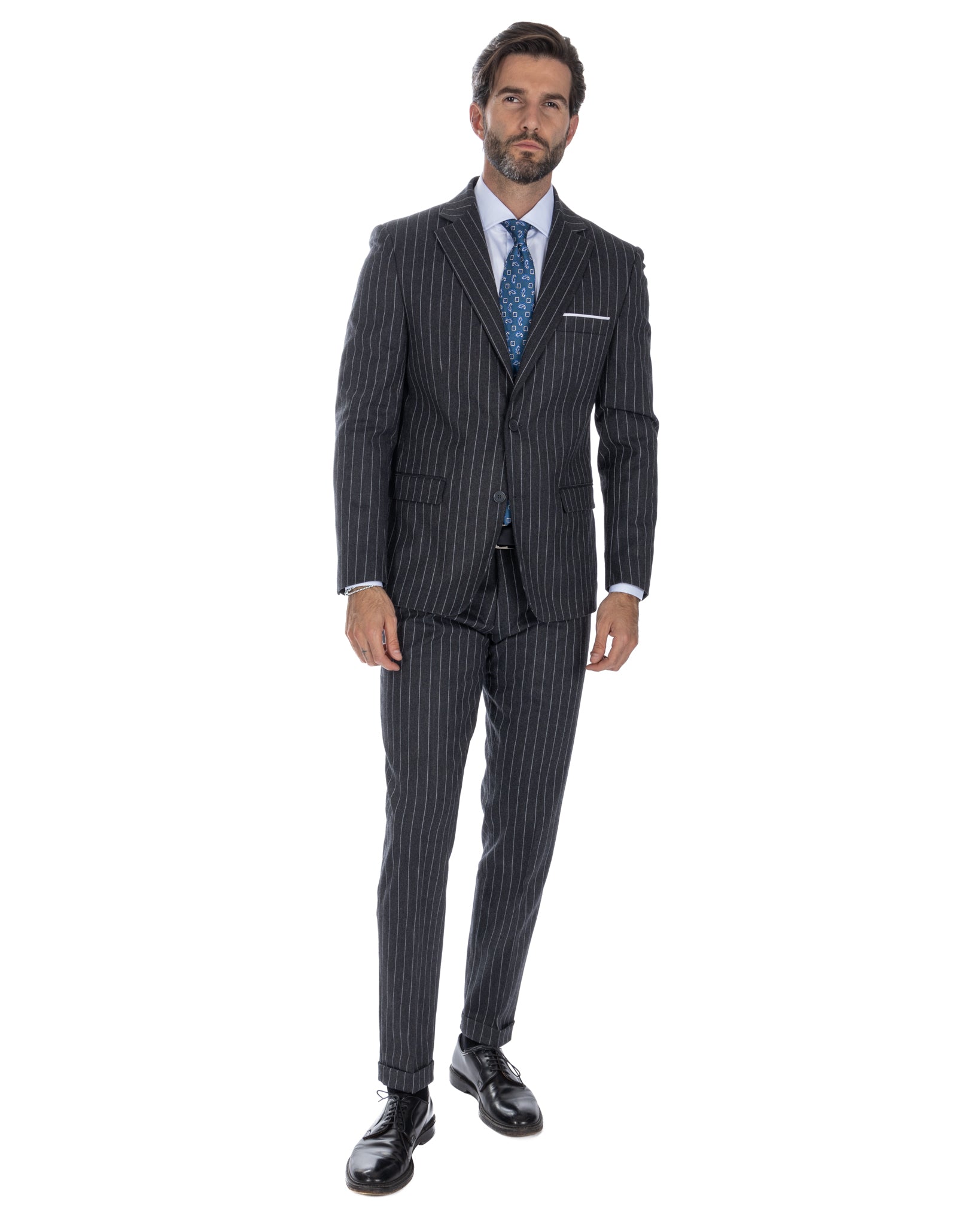 Toulouse - dark gray denim single-breasted suit