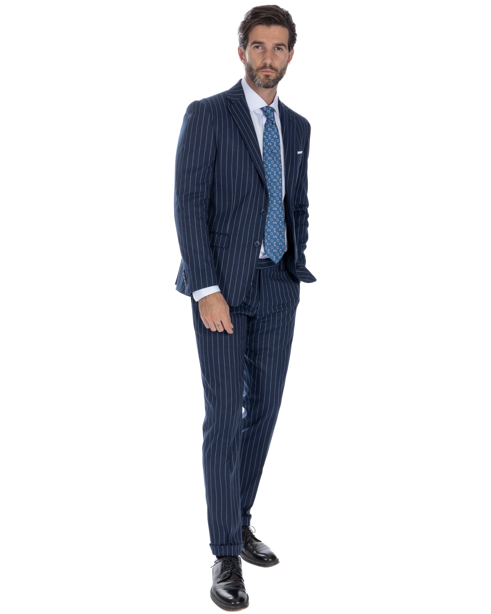 Toulouse - single-breasted pinstriped denim suit