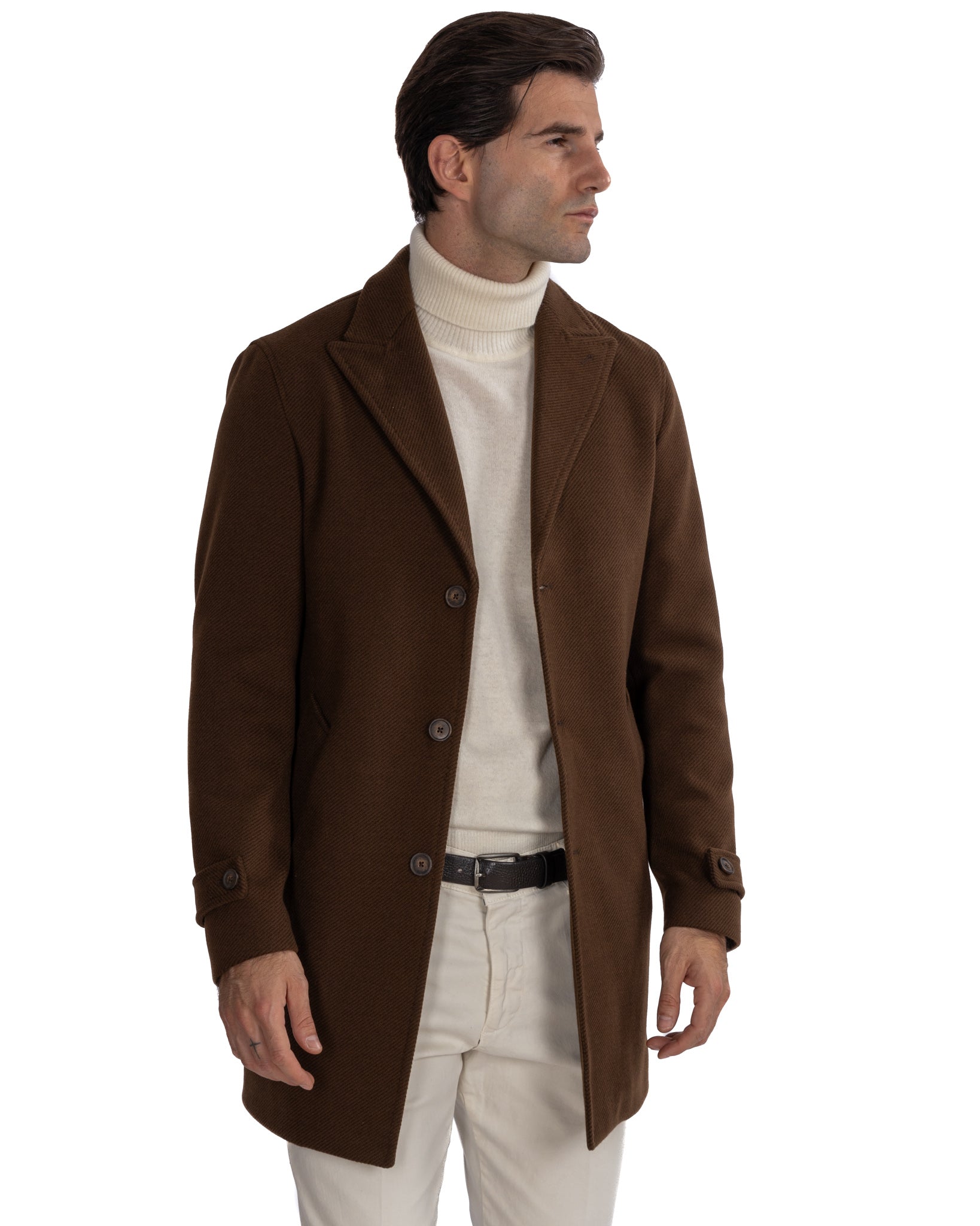 Louis - manteau marron foncé à simple boutonnage