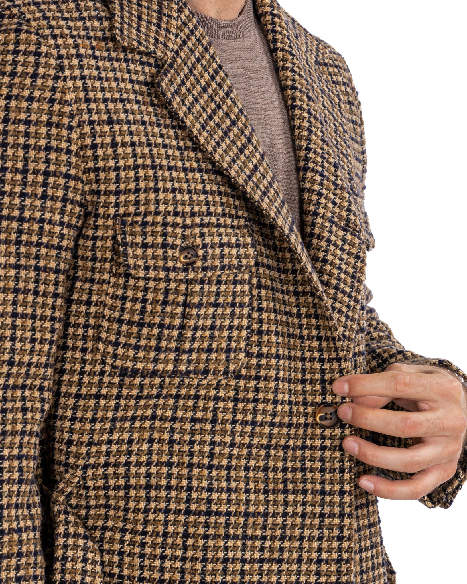 Augustin - mustard houndstooth safari jacket in wool