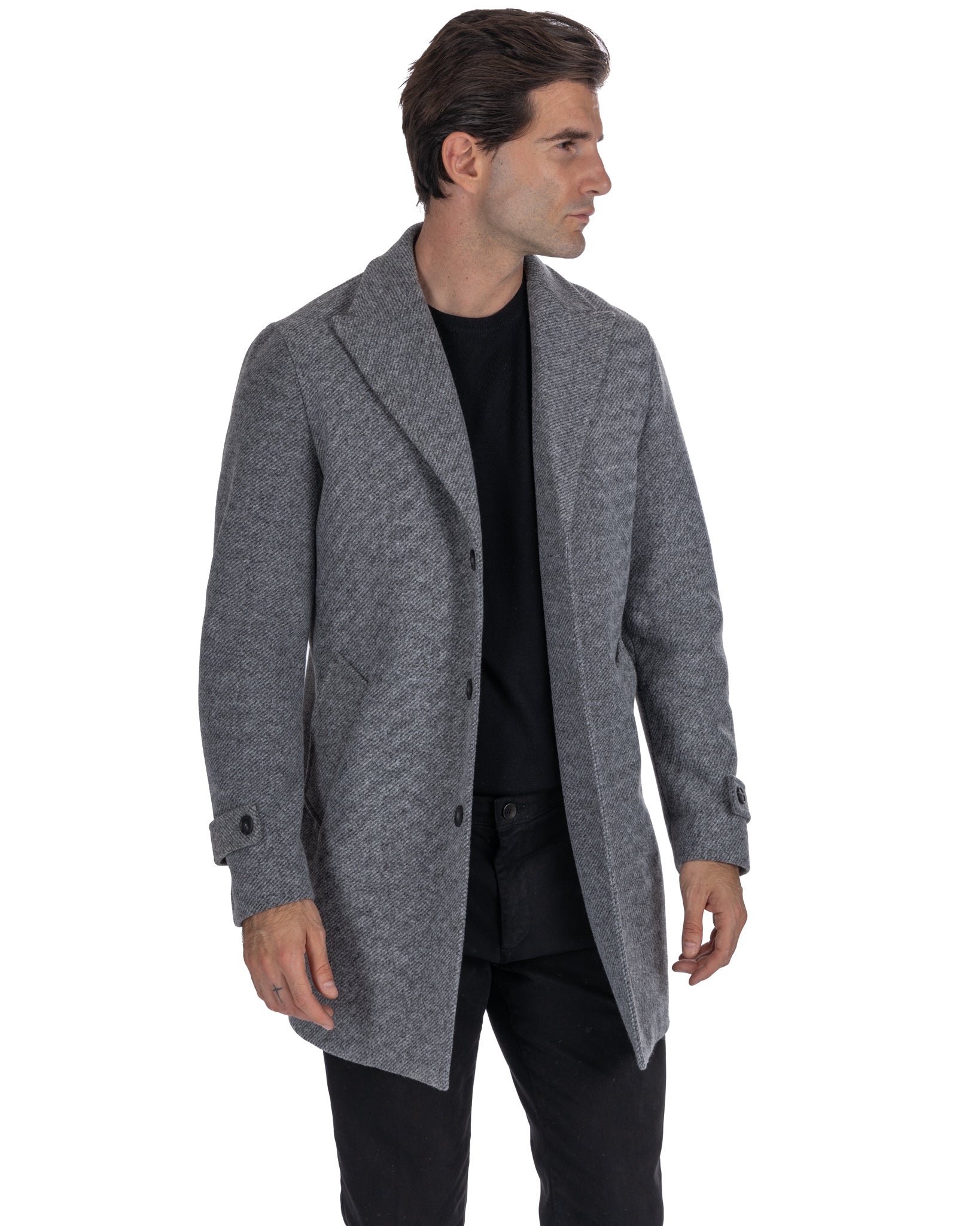 Louis - manteau gris à boutonnage simple