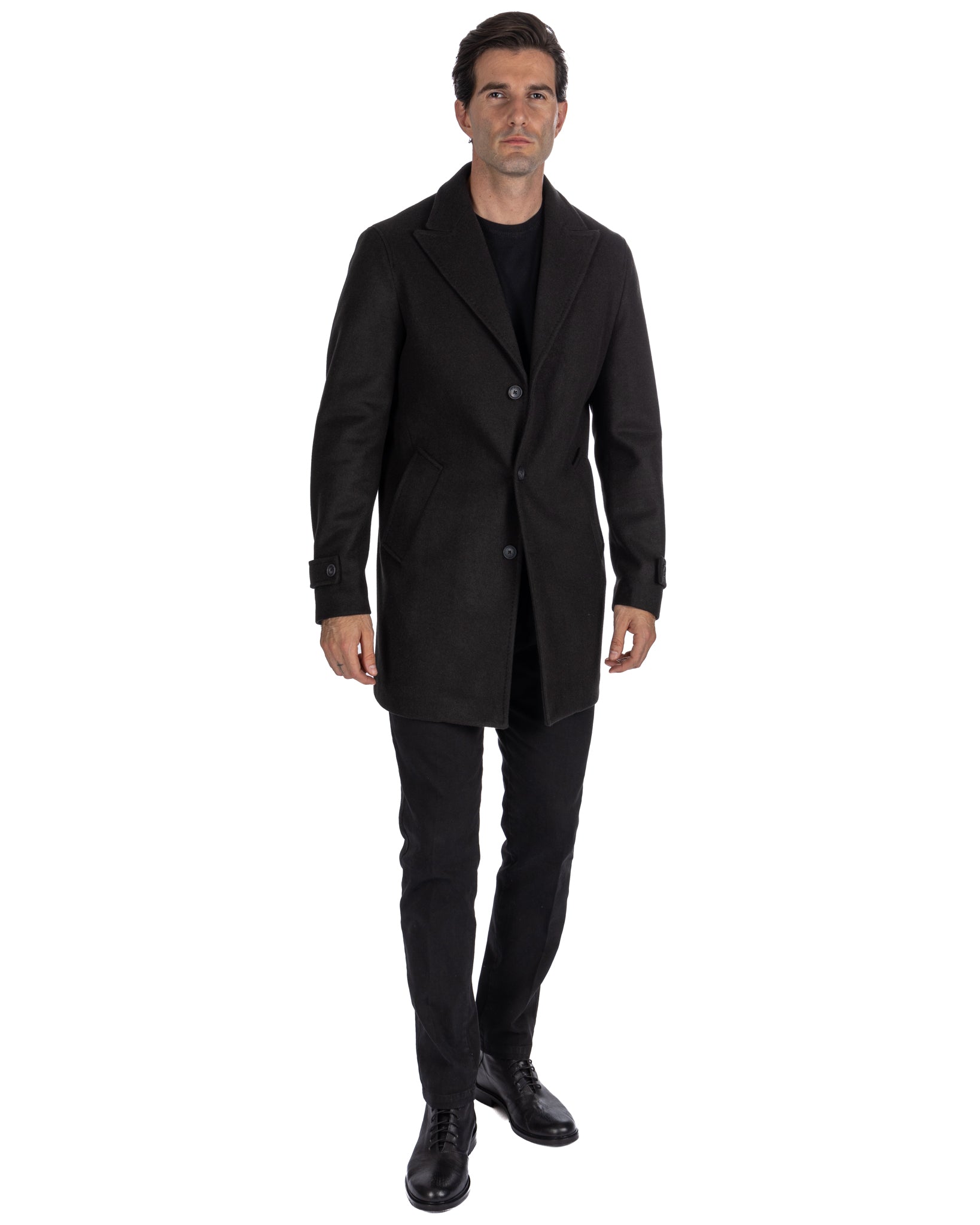 Henri - black single-breasted coat