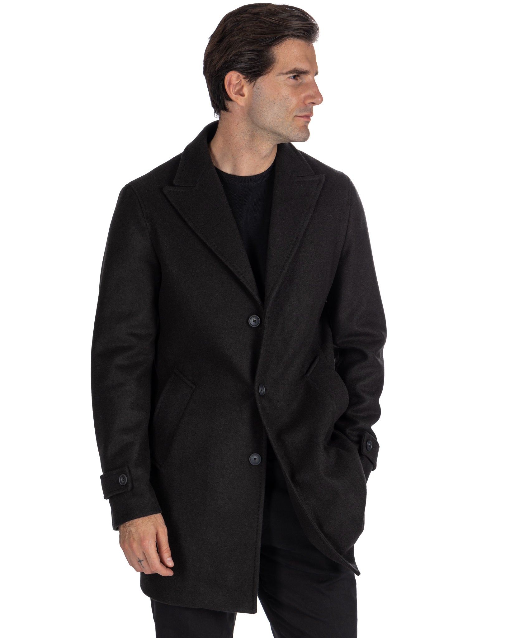 Henri - black single-breasted coat