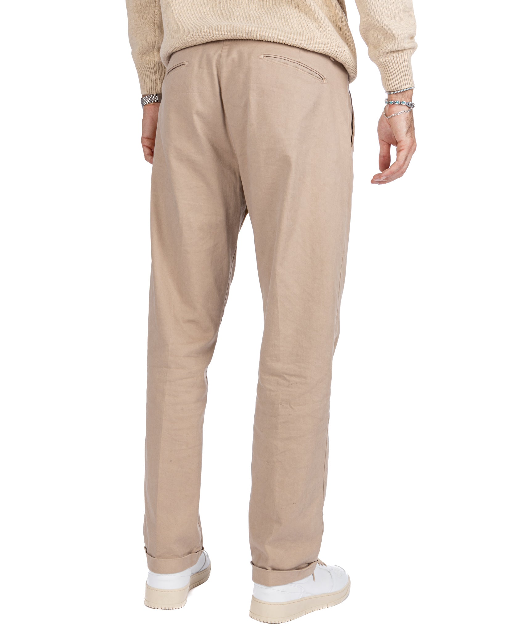 Sean - pantalone in cotone largo beige