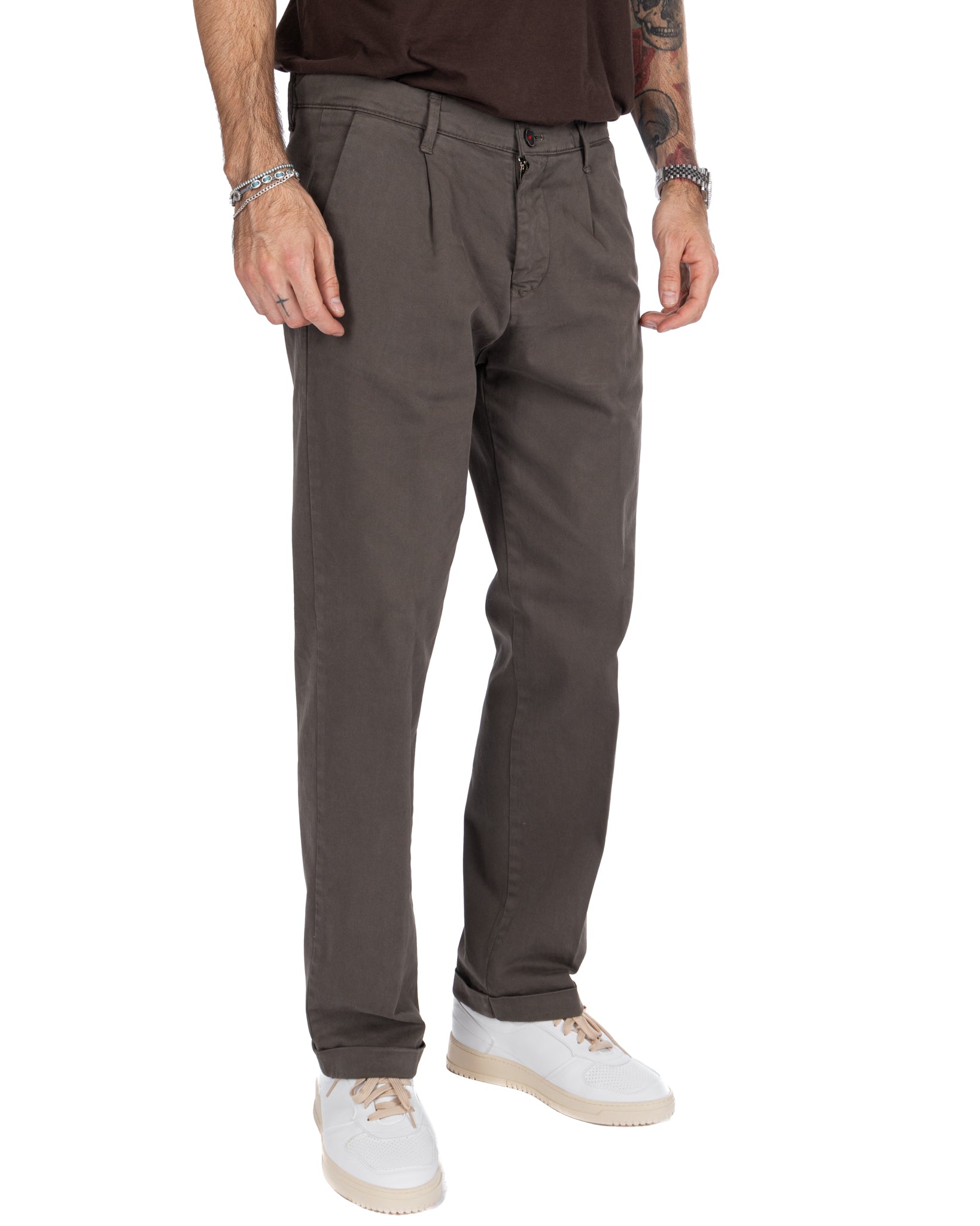 Sean - pantalon large en coton boue