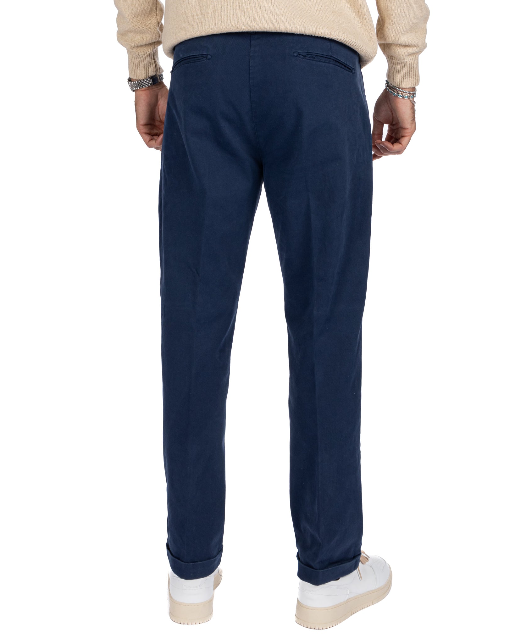 Sean - pantalon large en coton bleu