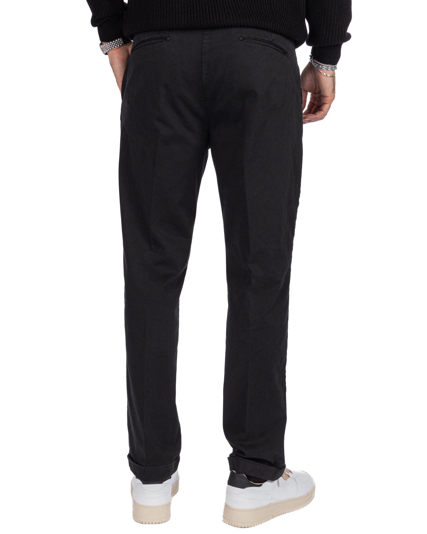 Sean - pantalon large en coton noir