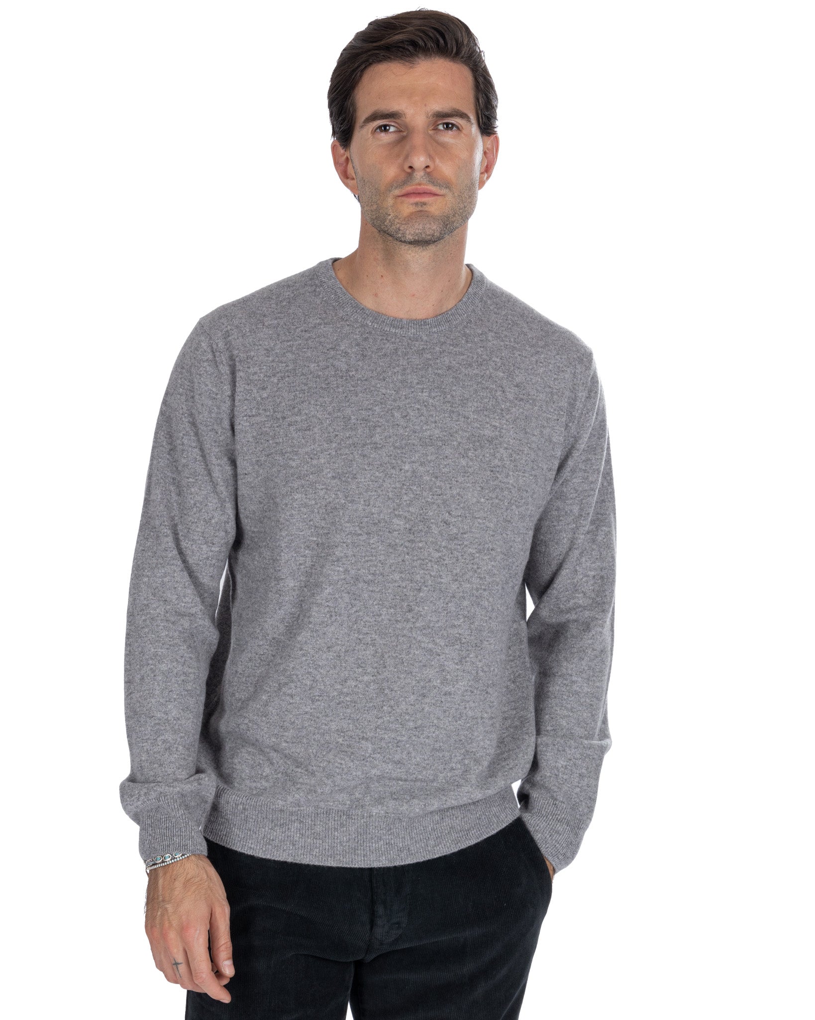 Atrani - maglione in puro cashmere grigio chiaro