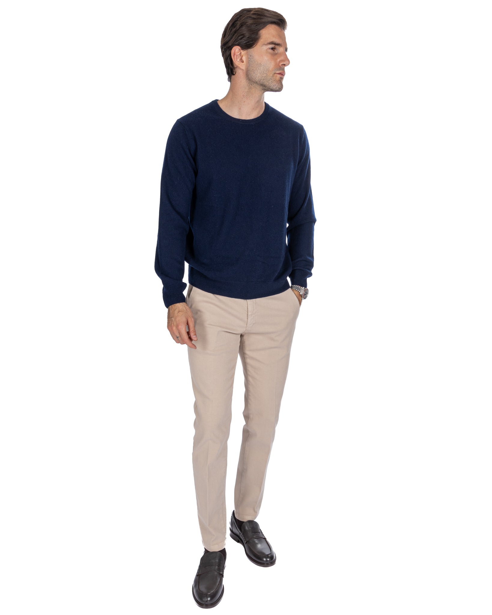 Atrani - maglione in puro cashmere blu