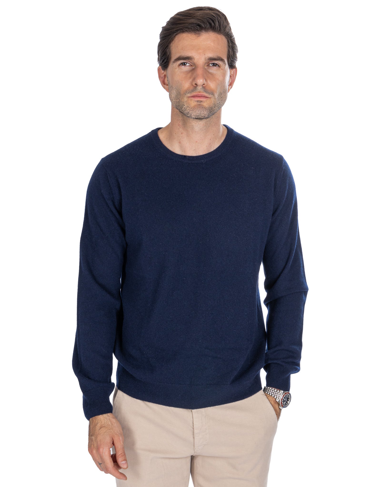 Atrani - maglione in puro cashmere blu