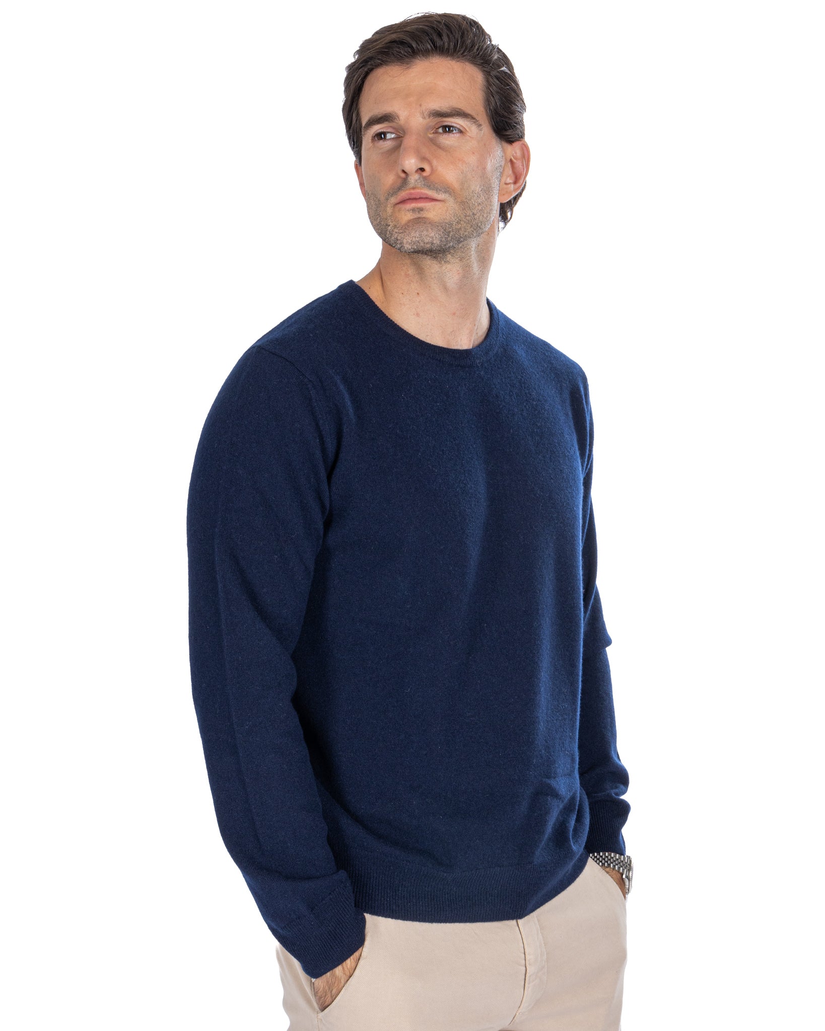 Atrani - maglione in puro cashmere blu