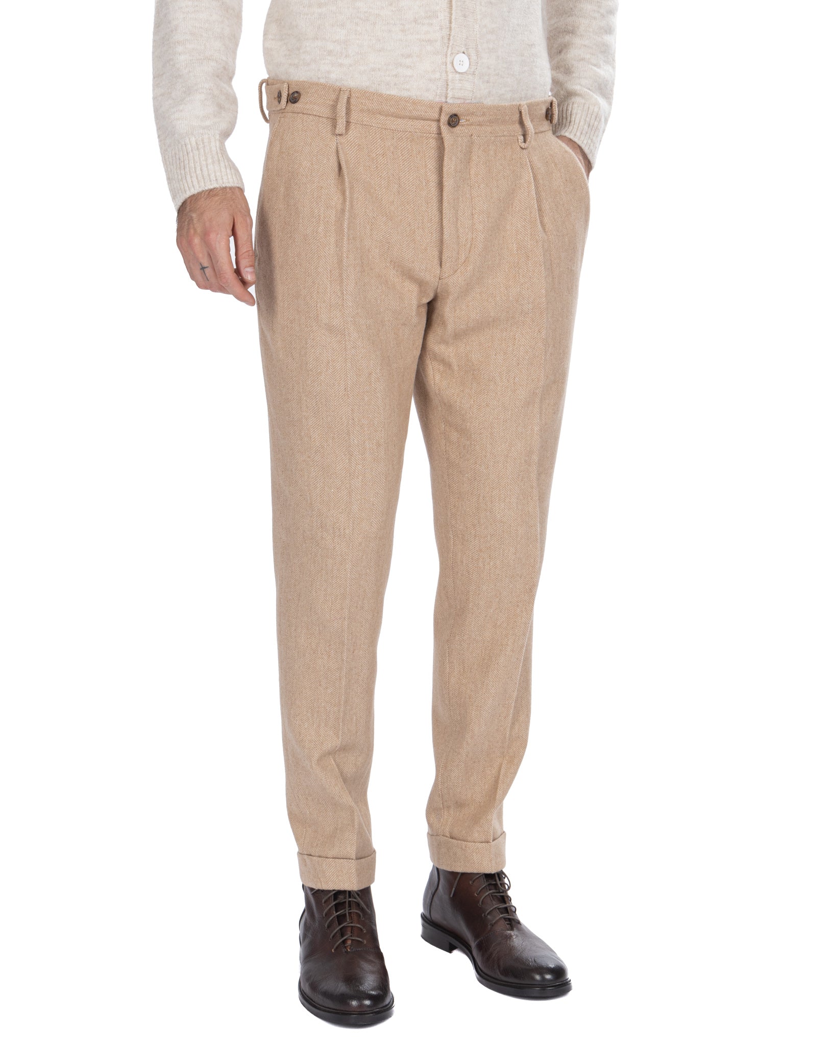 Zurich - pantalon à chevrons beige