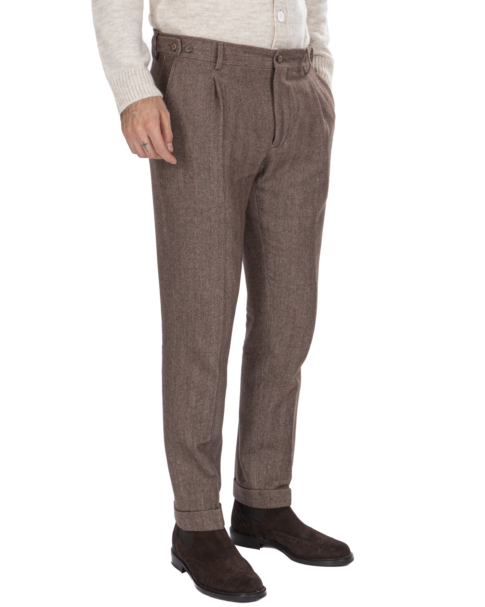 Zurich - dark herringbone trousers