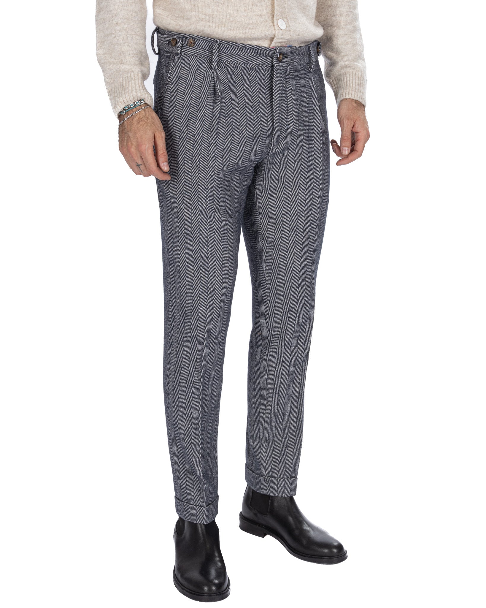 Zurich - blue herringbone trousers