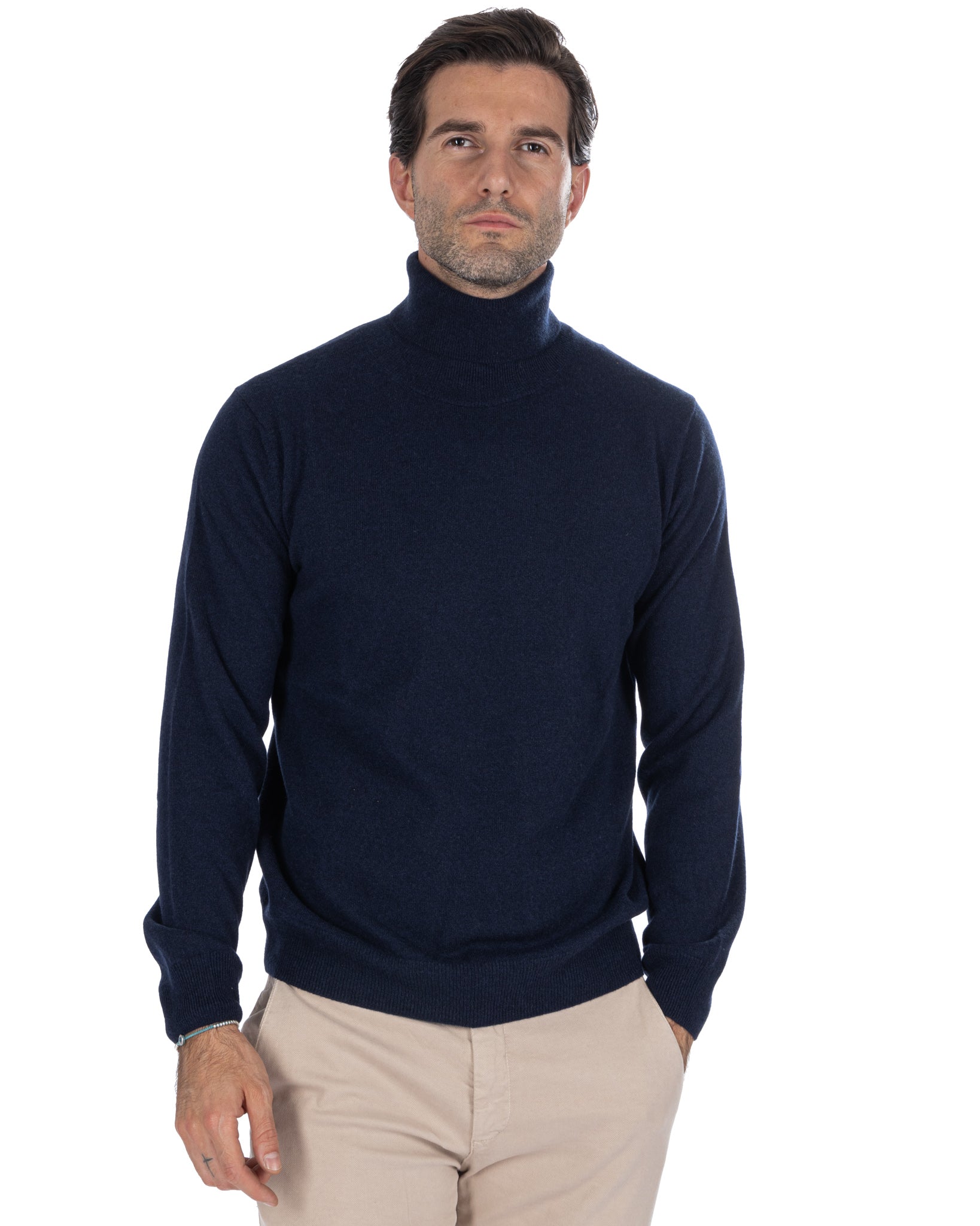 Albori - pure blue cashmere turtleneck