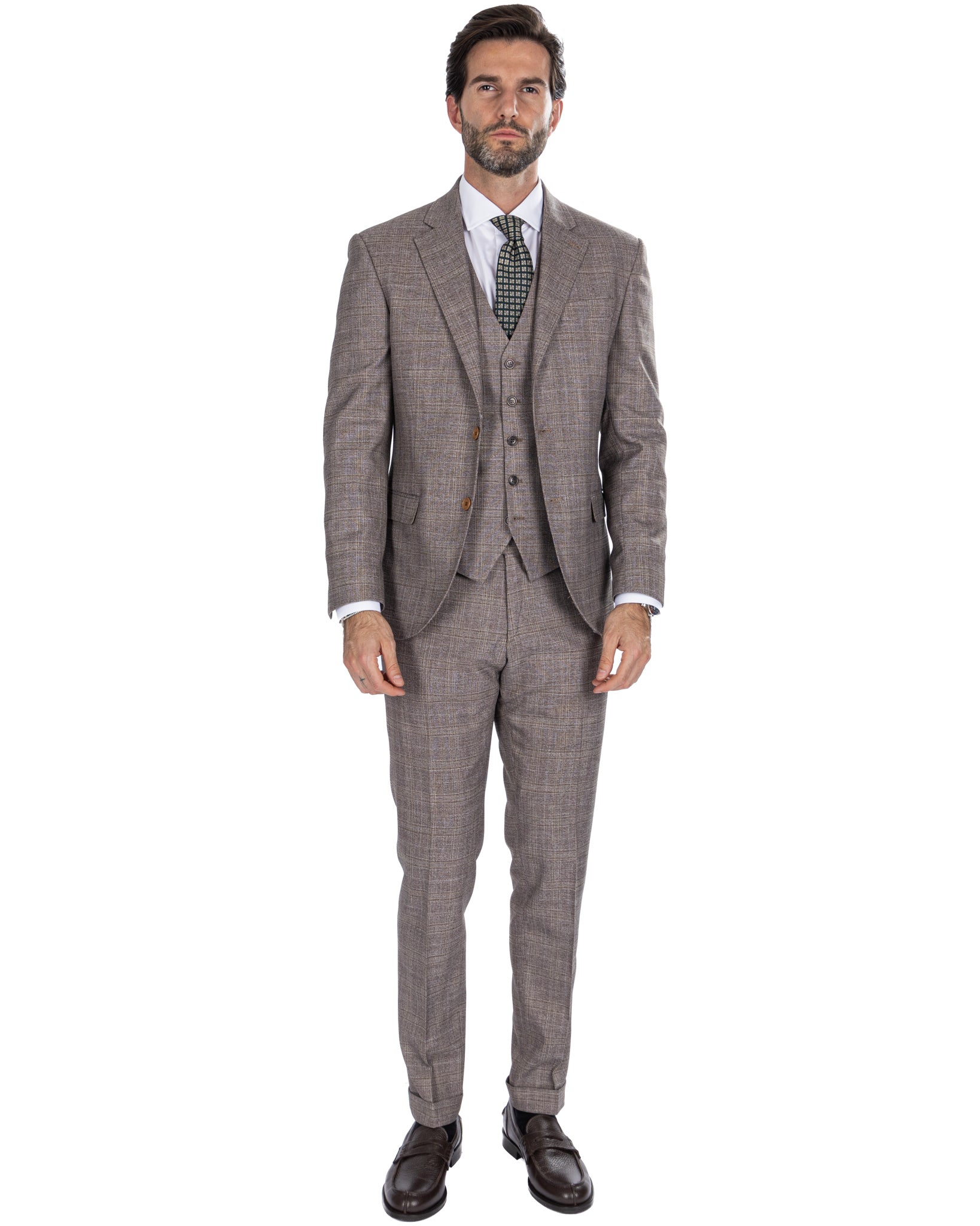 Hanoi - beige square single-breasted suit