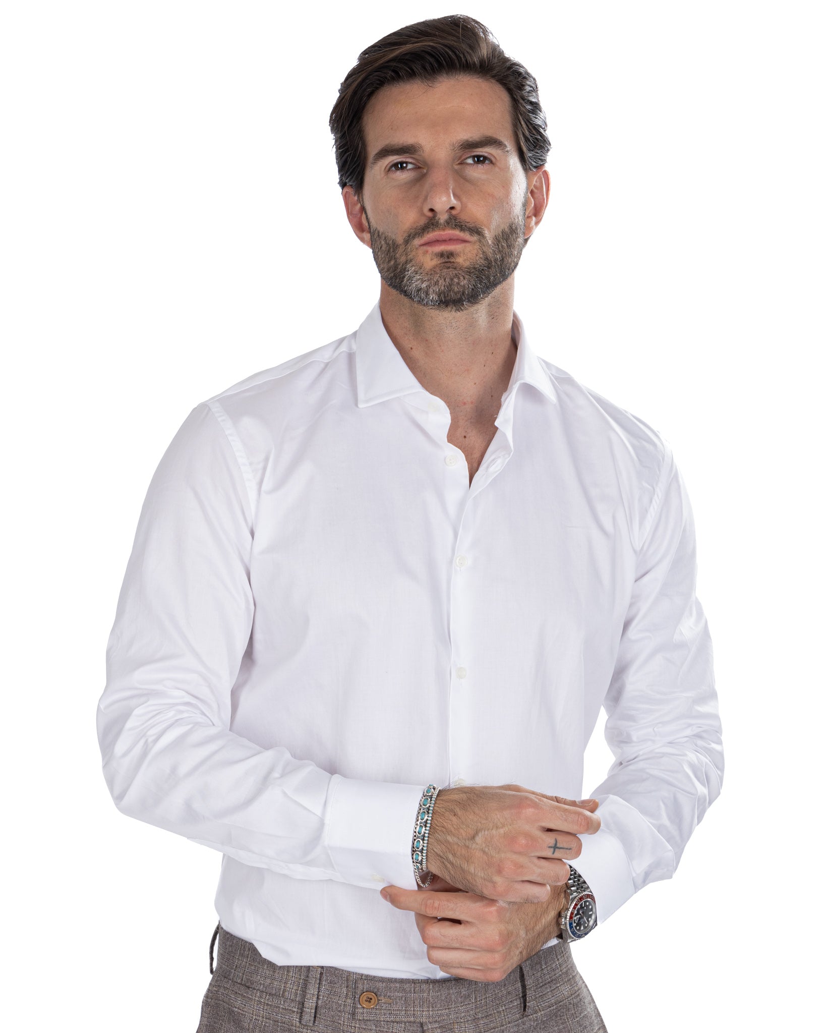 Camicia - slim fit bianca twill