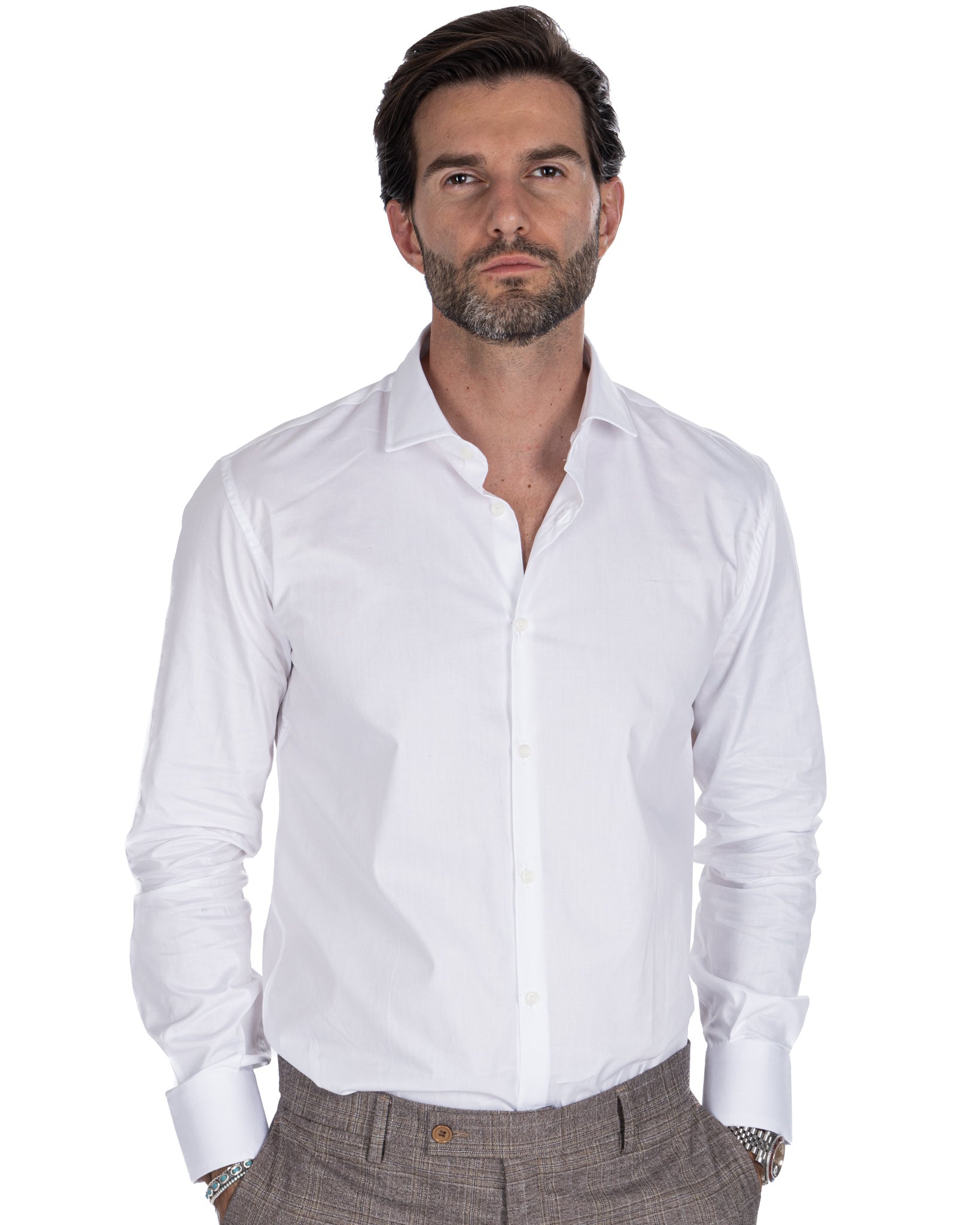 Camicia - slim fit bianca twill