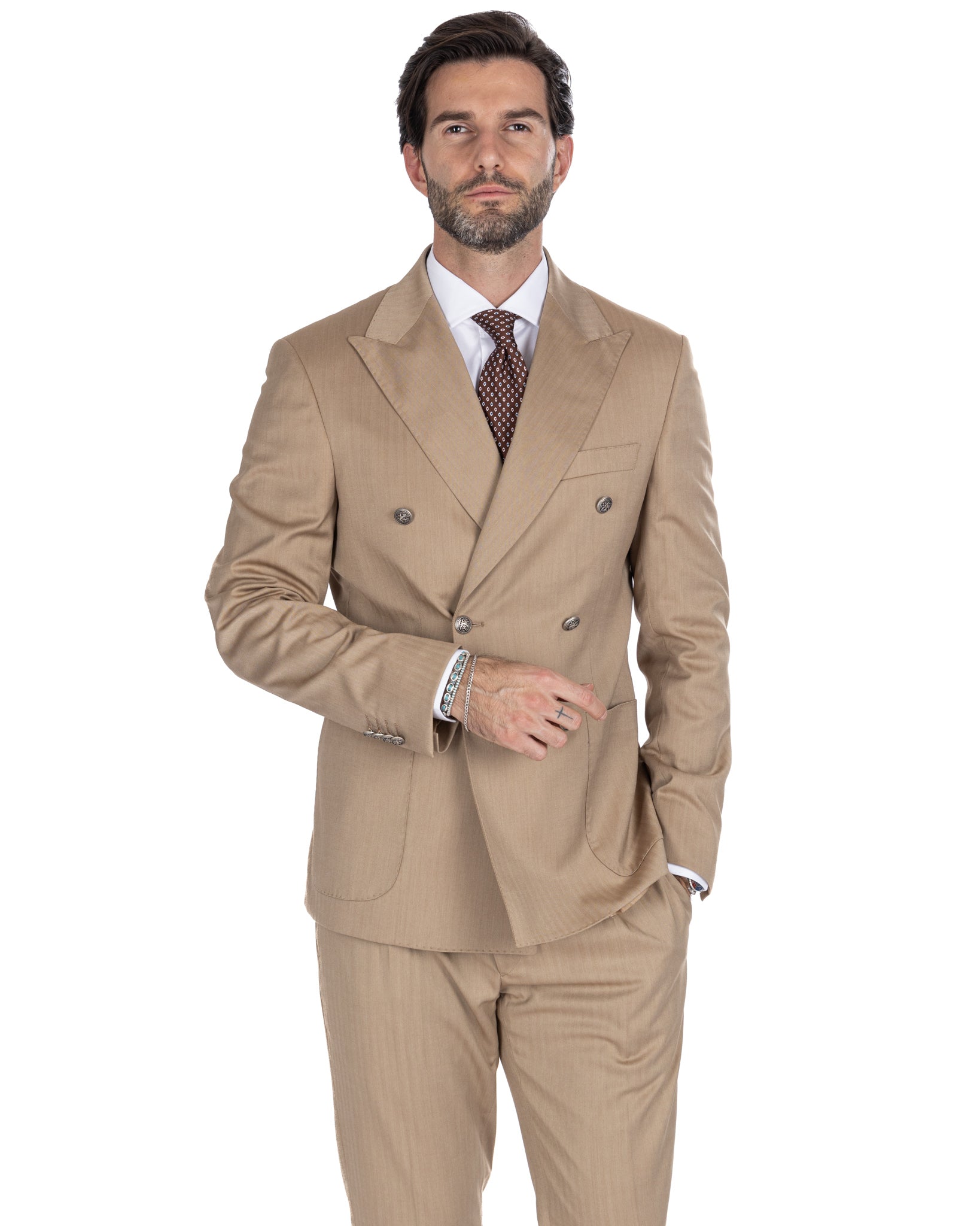 Lisbon - Solaro Camel Double Breasted Jacket