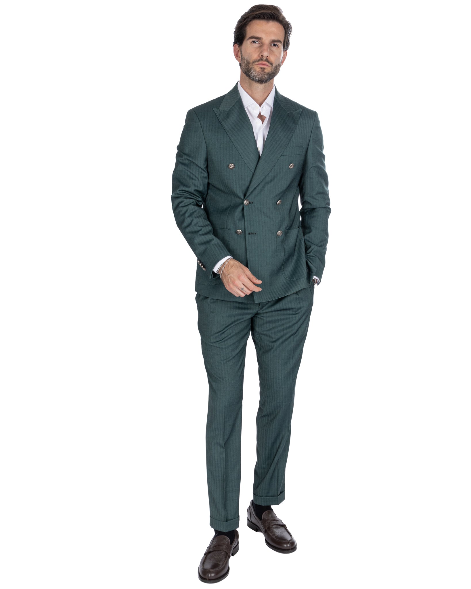 Lisbon - Solaro Green Double Breasted Jacket