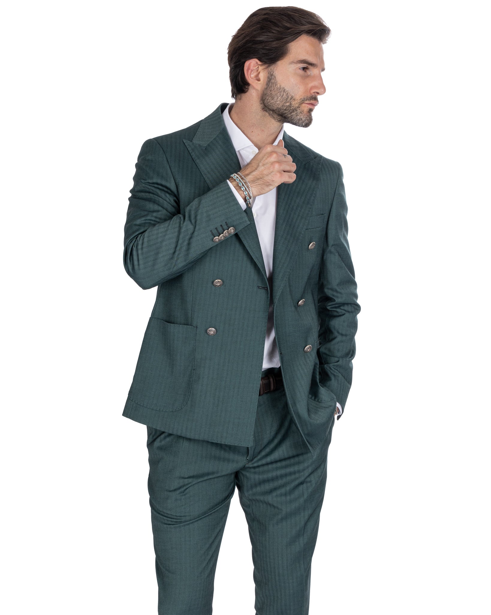 Lisbon - Solaro Green Double Breasted Jacket