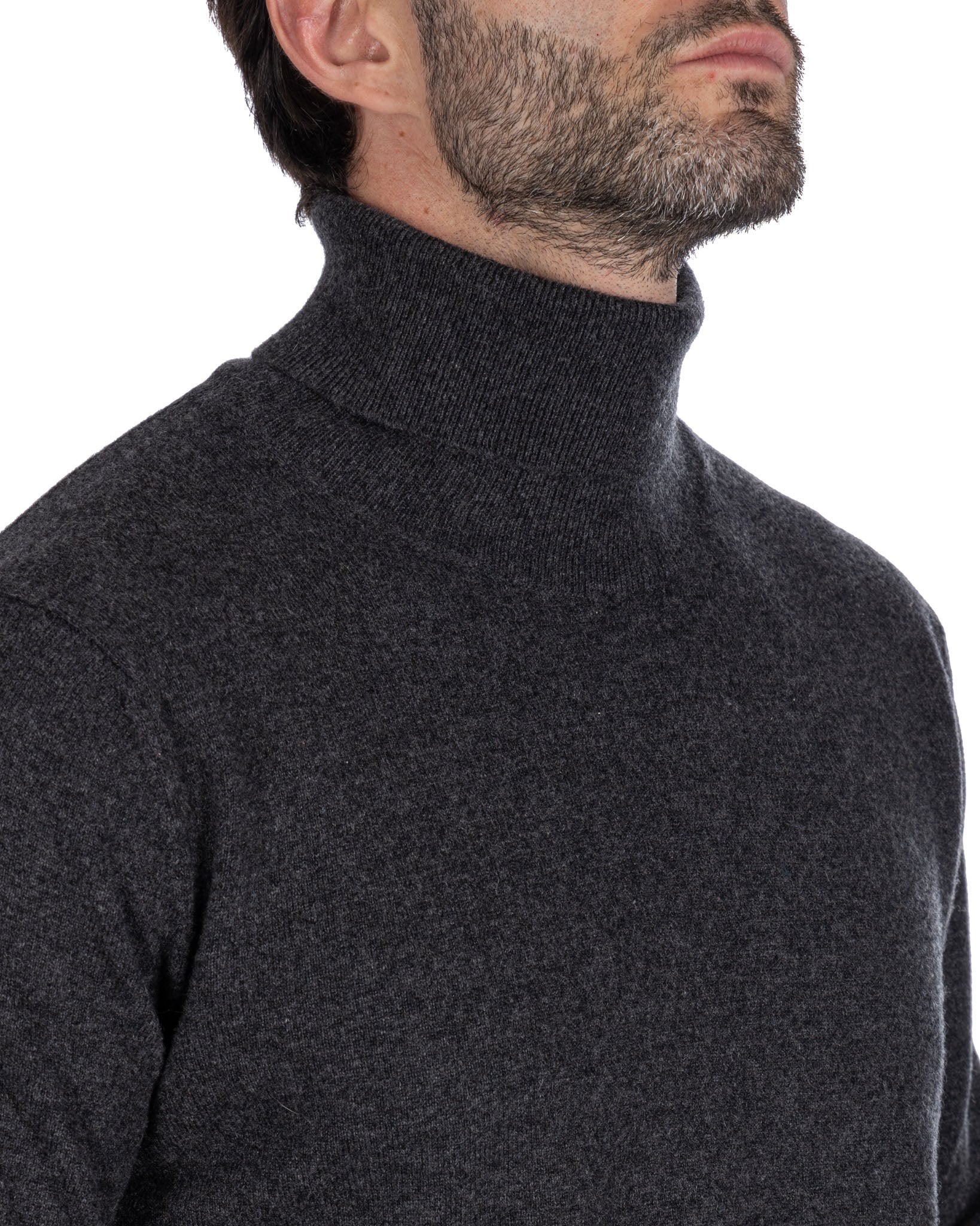 Albori - turtleneck in pure anthracite cashmere